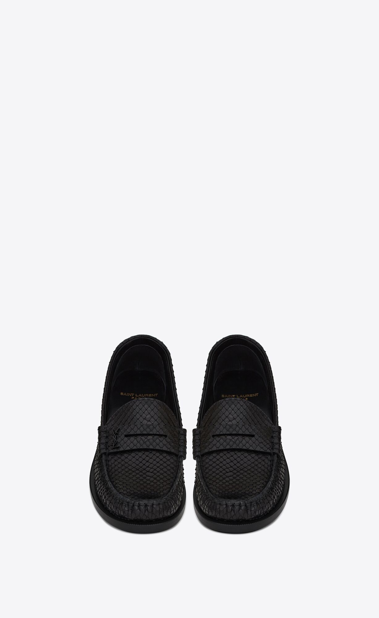 YSL Le Loafer Penny Slippers In Python Noir | TQDKU1397