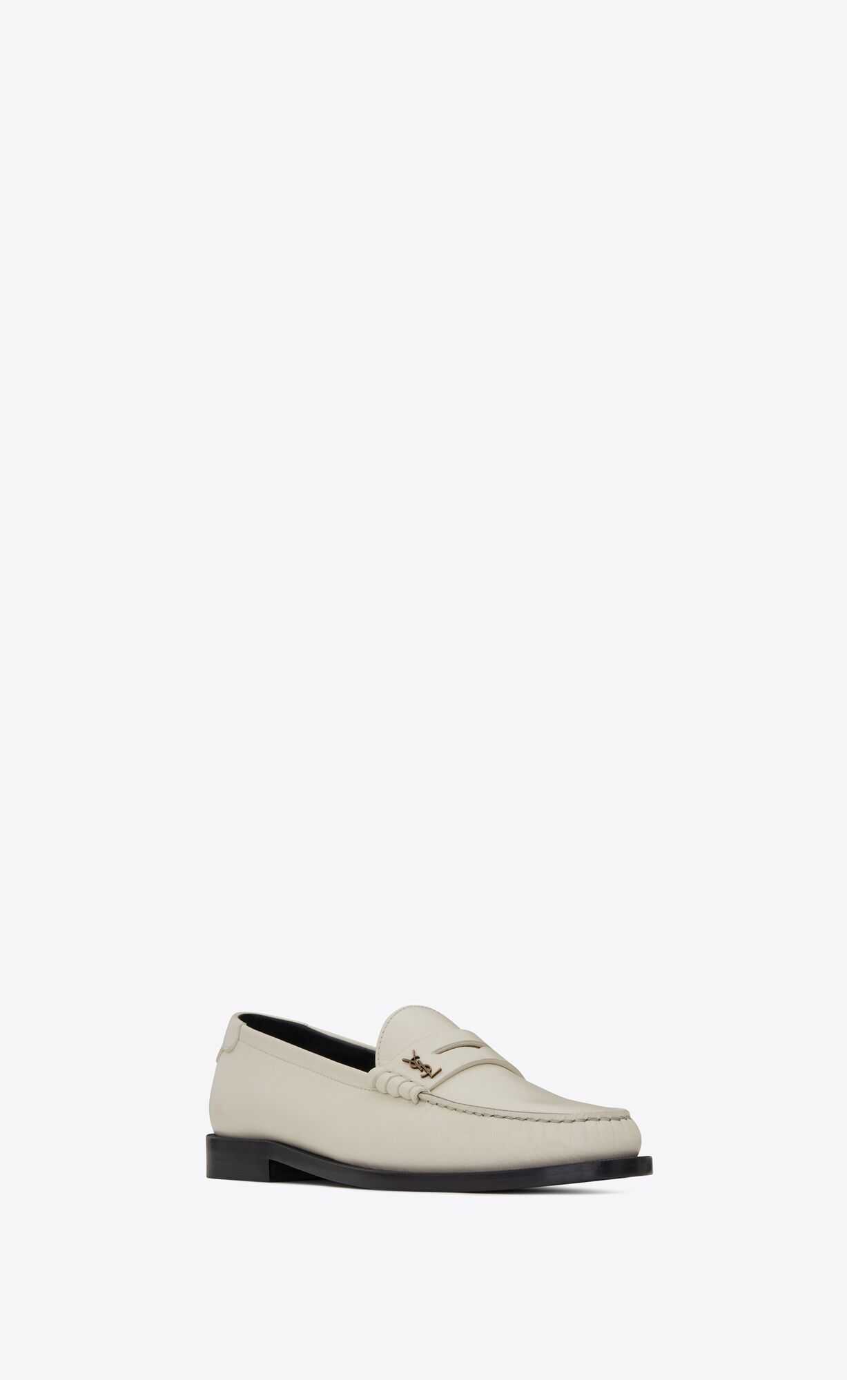 YSL Le Loafer Penny Slippers In Smooth Leather Pearl | QNEYK5390