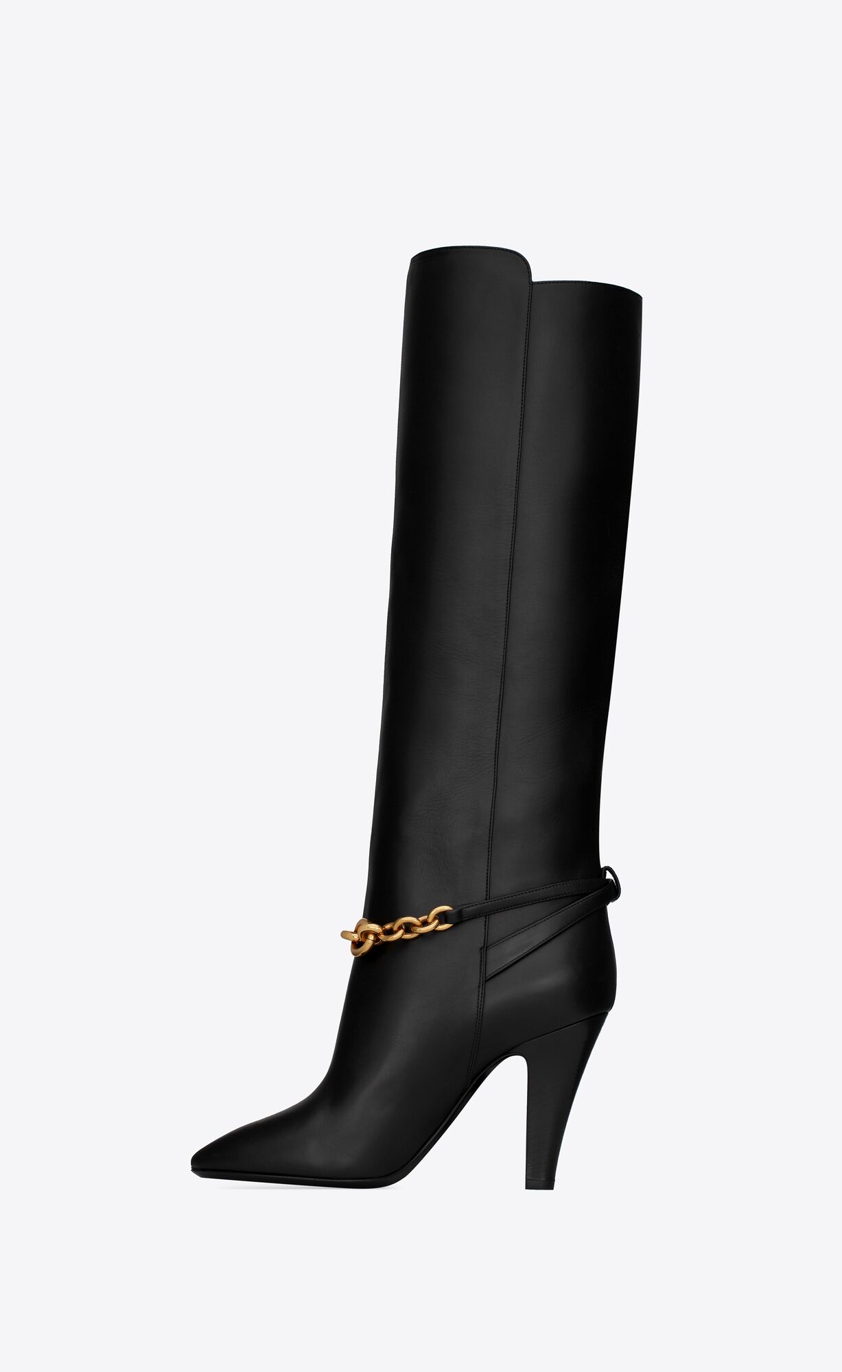 YSL Le Maillon Boots In Smooth Leather Black | AONYE8739