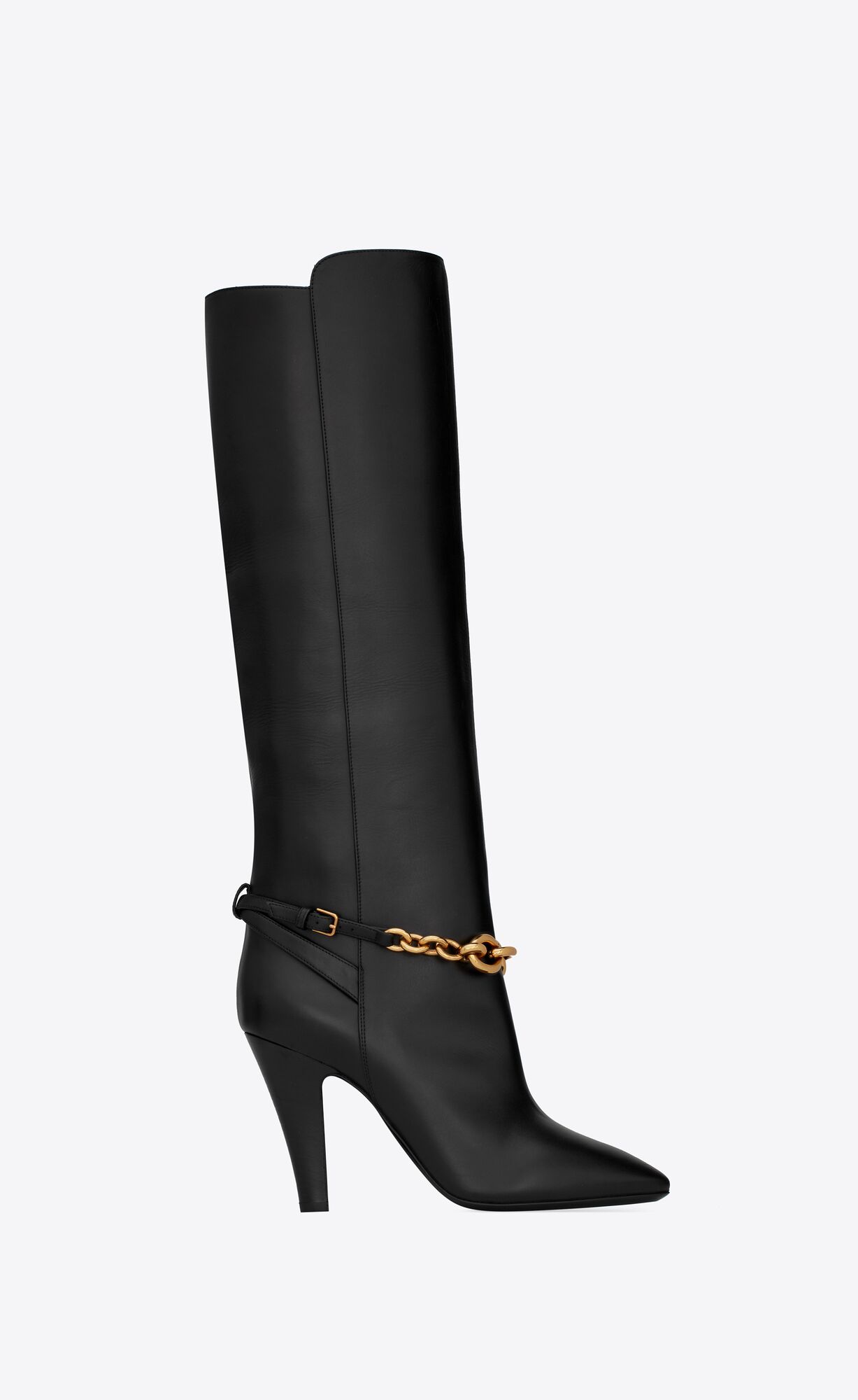 YSL Le Maillon Boots In Smooth Leather Black | AONYE8739