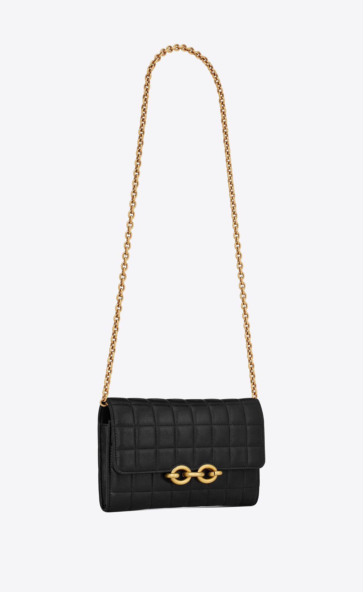 YSL Le Maillon Chain Wallet In Quilted Lambskin Black | YZHXG4871