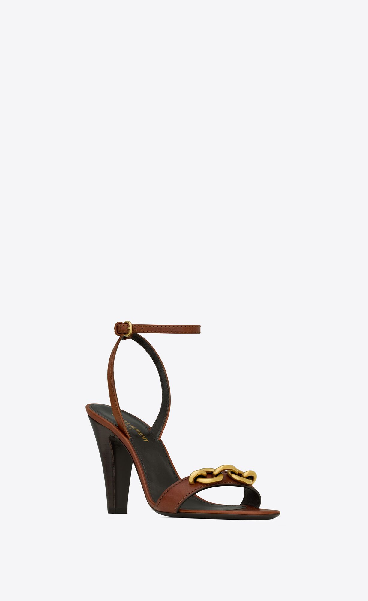 YSL Le Maillon Sandals In Smooth Leather Caramel | EIWAU4653