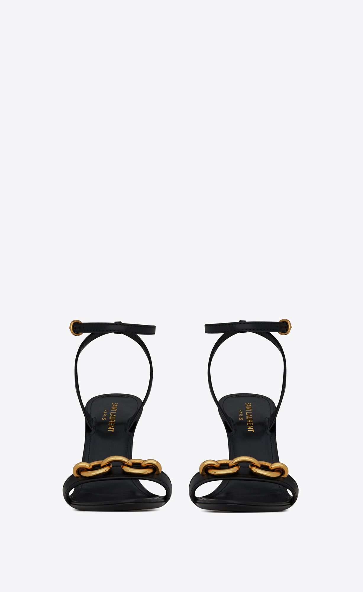 YSL Le Maillon Sandals In Smooth Leather Black | TJCIS1674