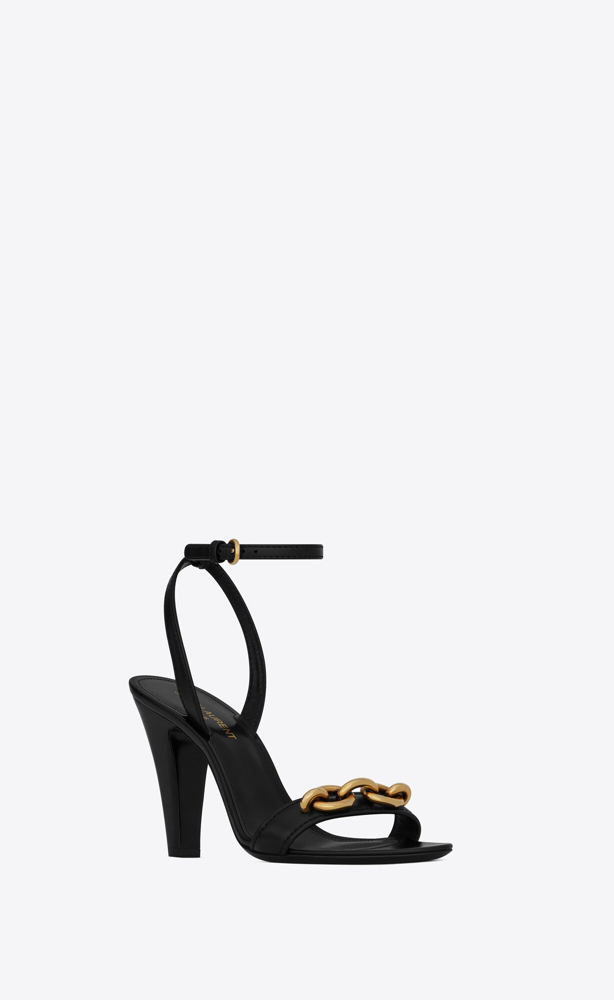 YSL Le Maillon Sandals In Smooth Leather Black | TJCIS1674