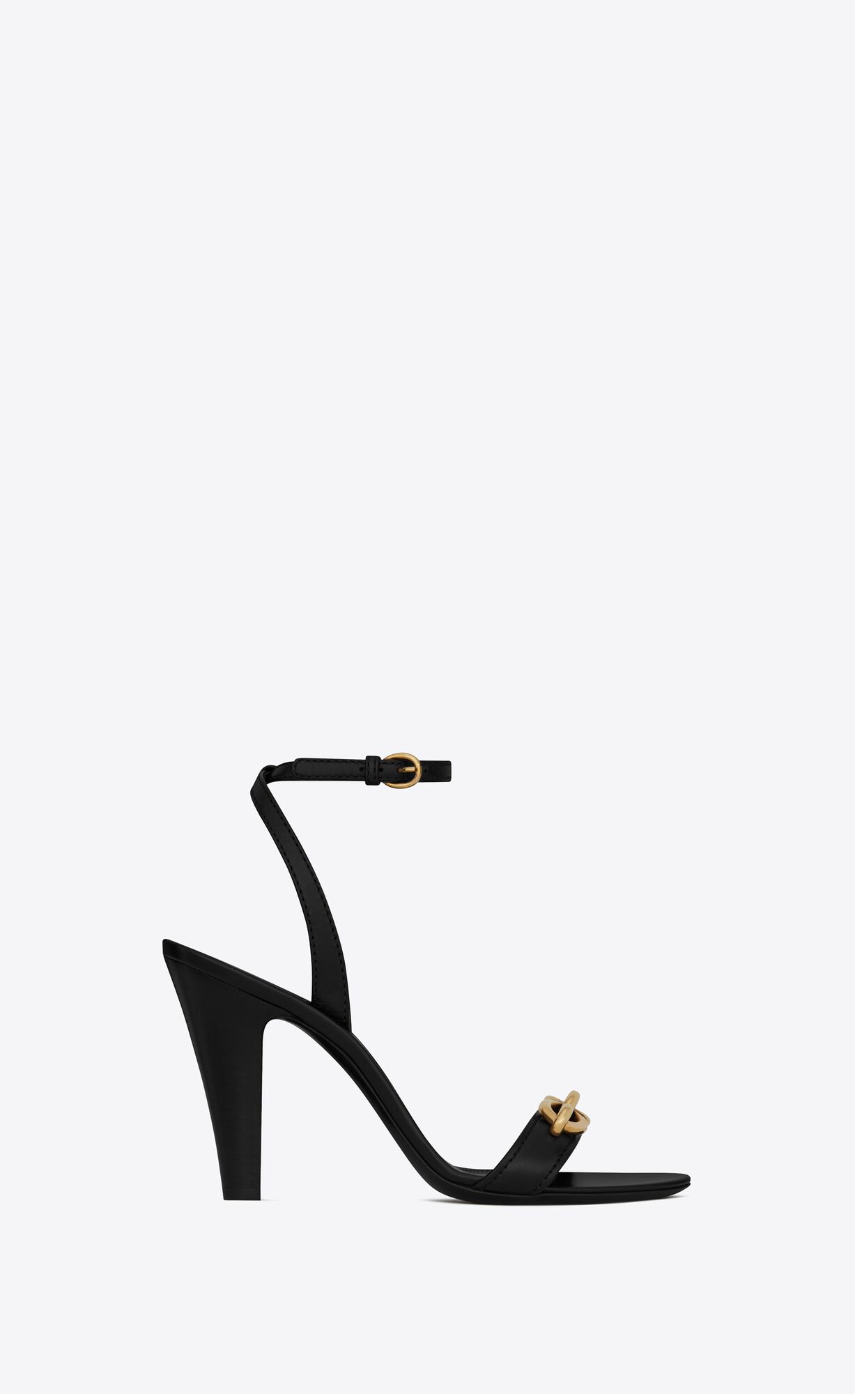 YSL Le Maillon Sandals In Smooth Leather Black | TJCIS1674