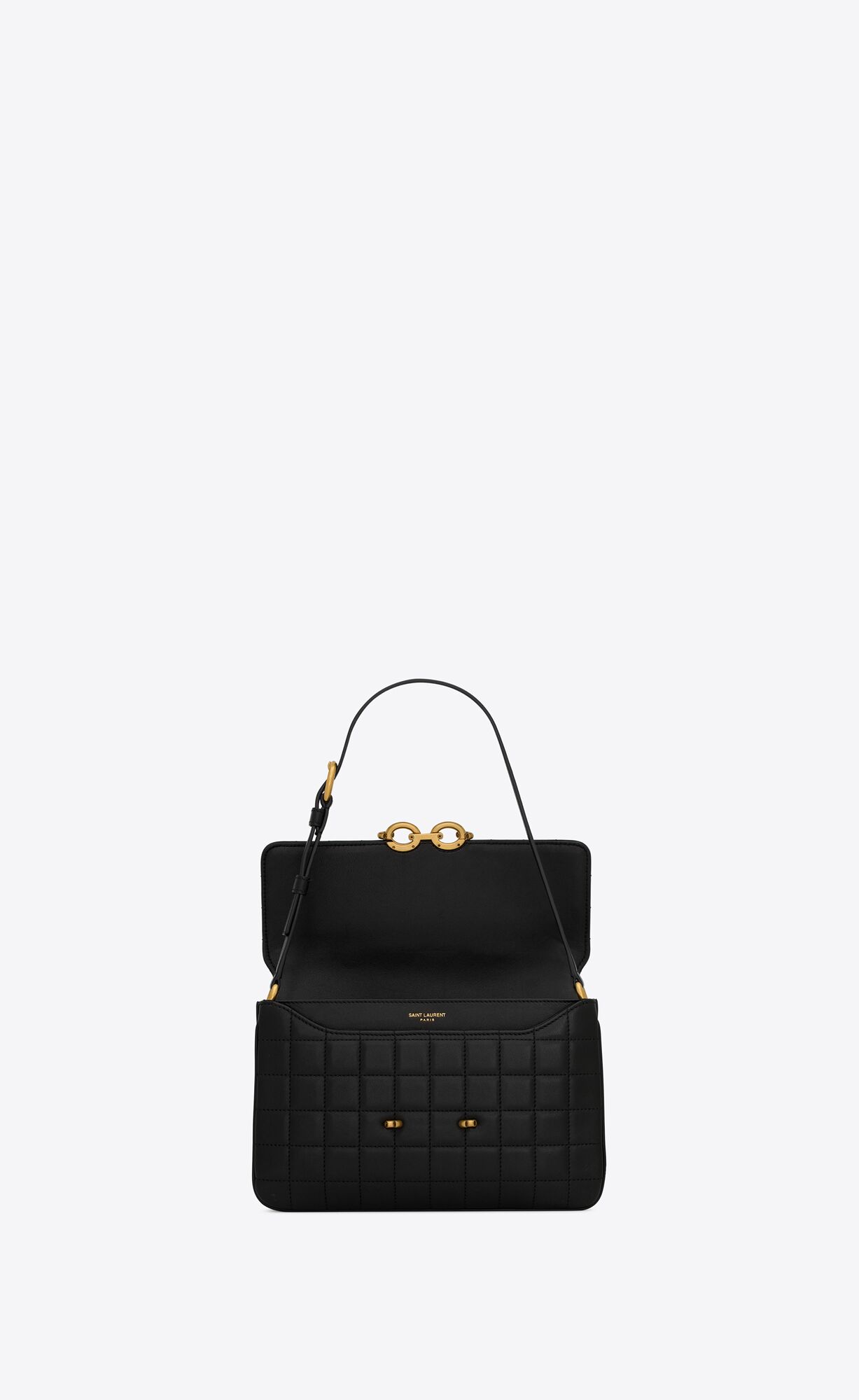 YSL Le Maillon Satchel In Quilted Lambskin Black | ATSCB2140