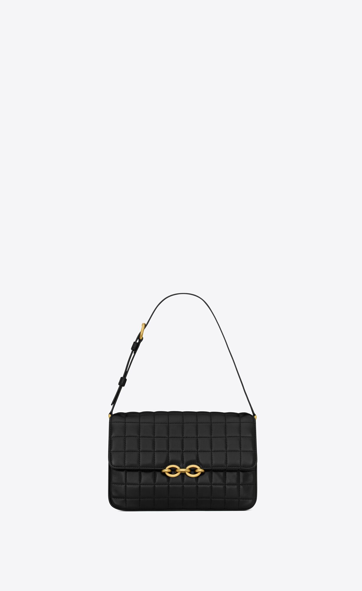 YSL Le Maillon Satchel In Quilted Lambskin Black | ATSCB2140