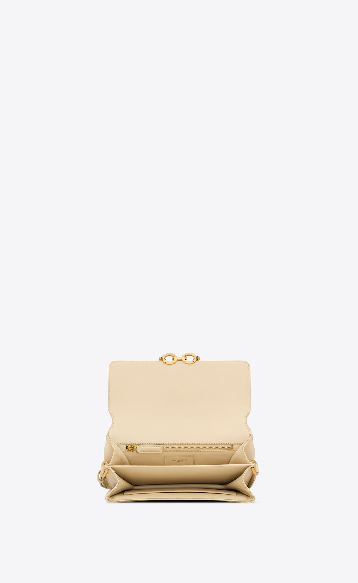 YSL Le Maillon Satchel In Quilted Nubuck Suede Off White | THRXO9462