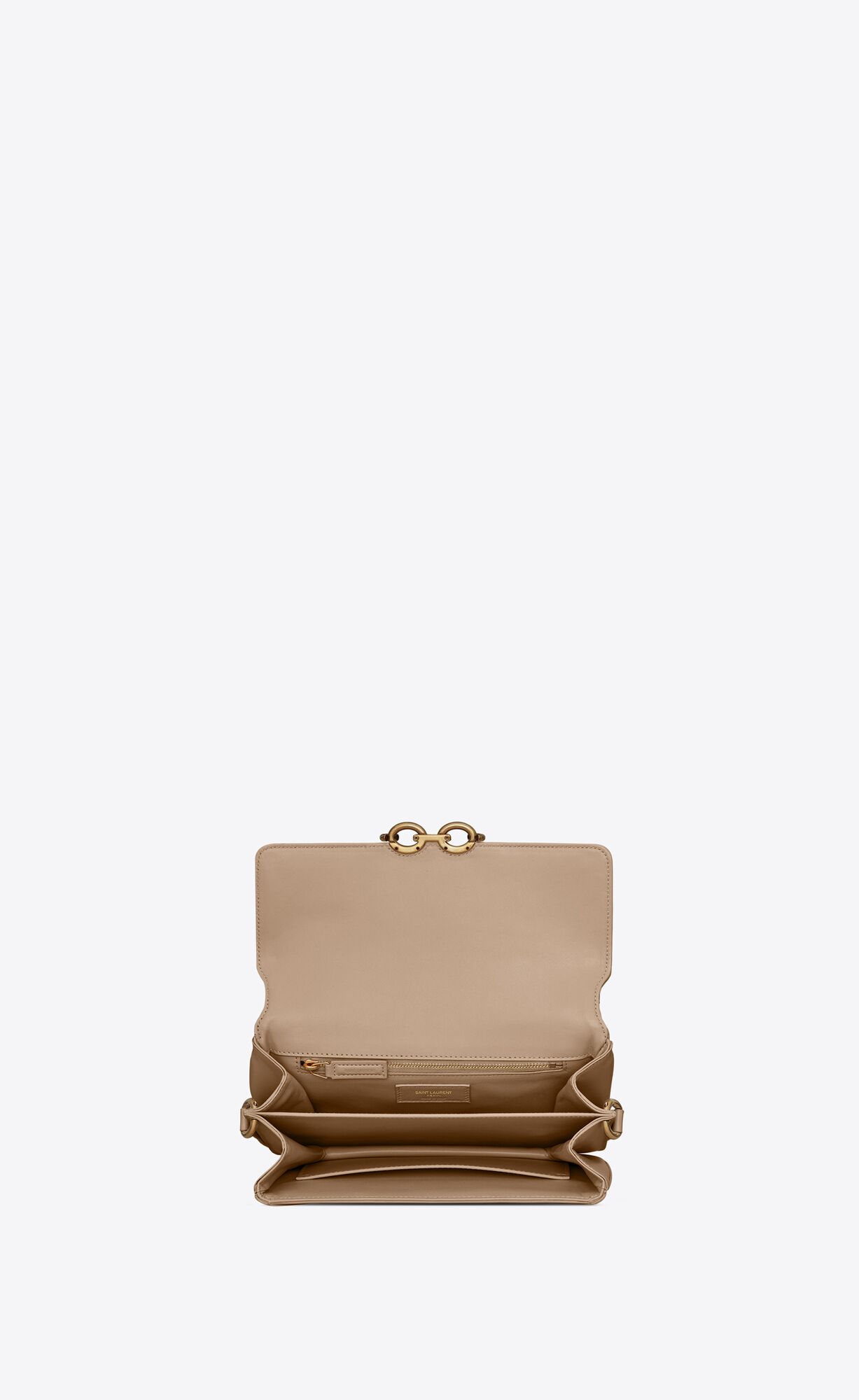 YSL Le Maillon Satchel In Smooth Leather Dark Beige | SINWJ4120