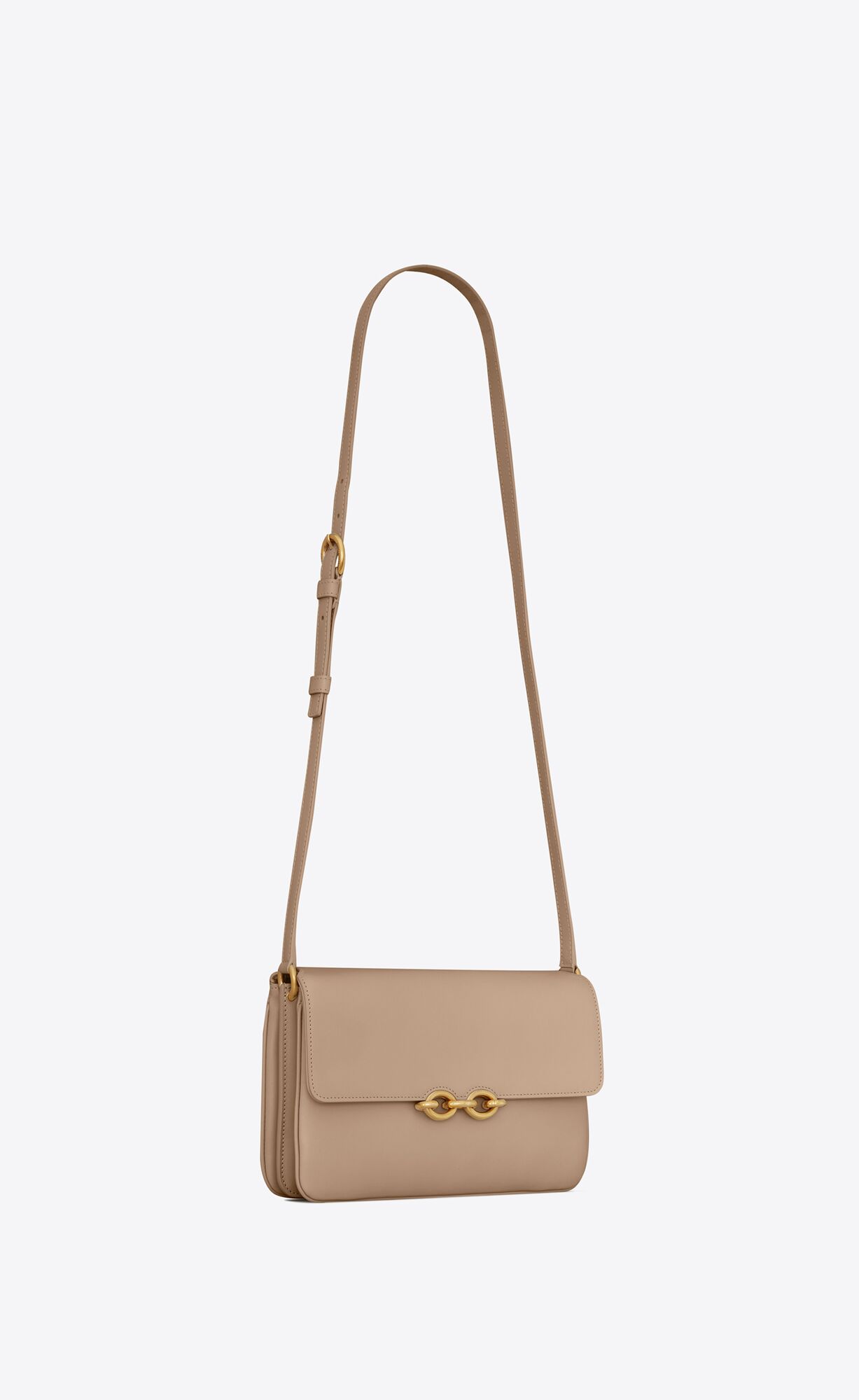 YSL Le Maillon Satchel In Smooth Leather Dark Beige | SINWJ4120