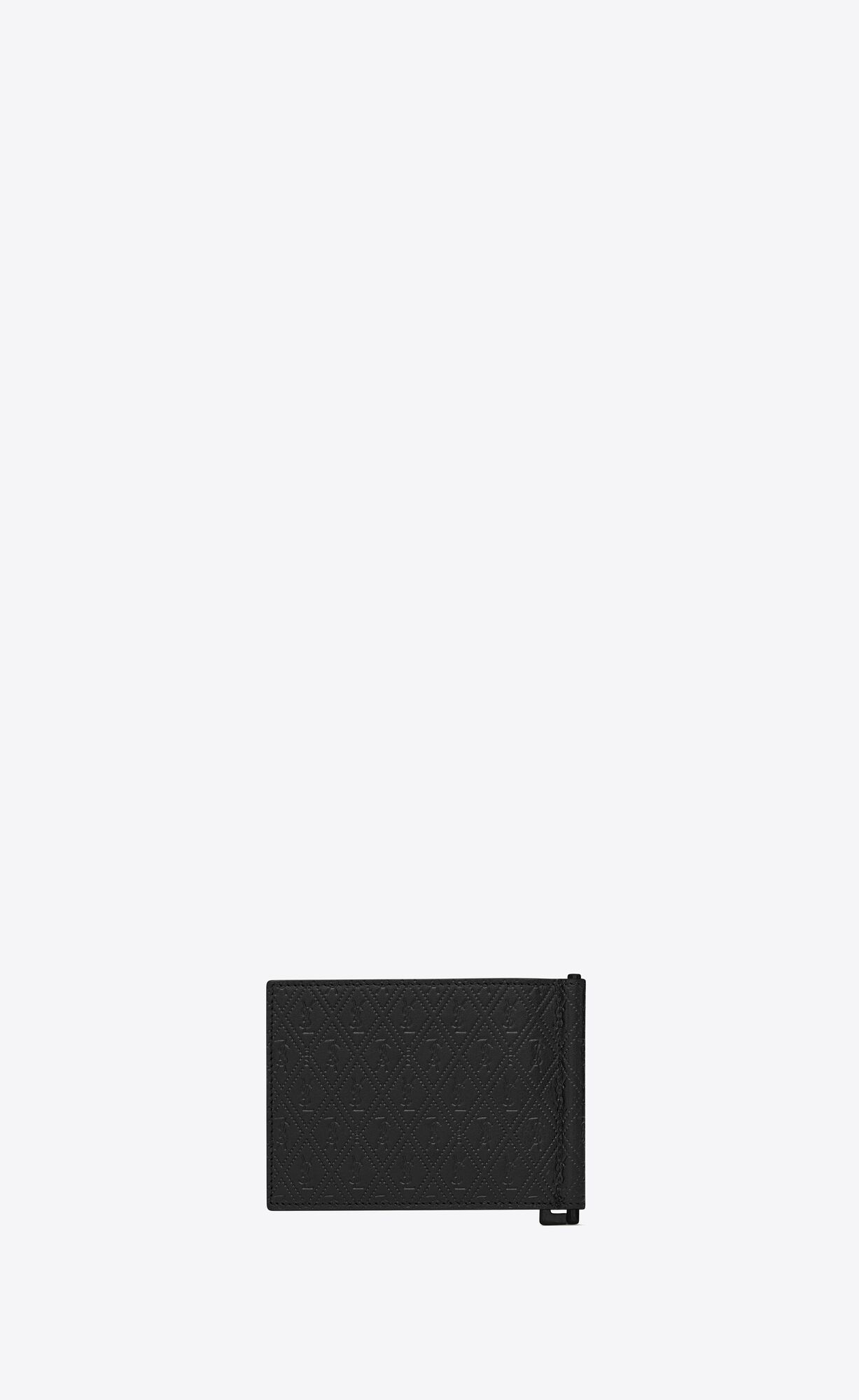 YSL Le Monogramme Bill Clip Wallet In Embossed Smooth Leather Black | VAIZM6529