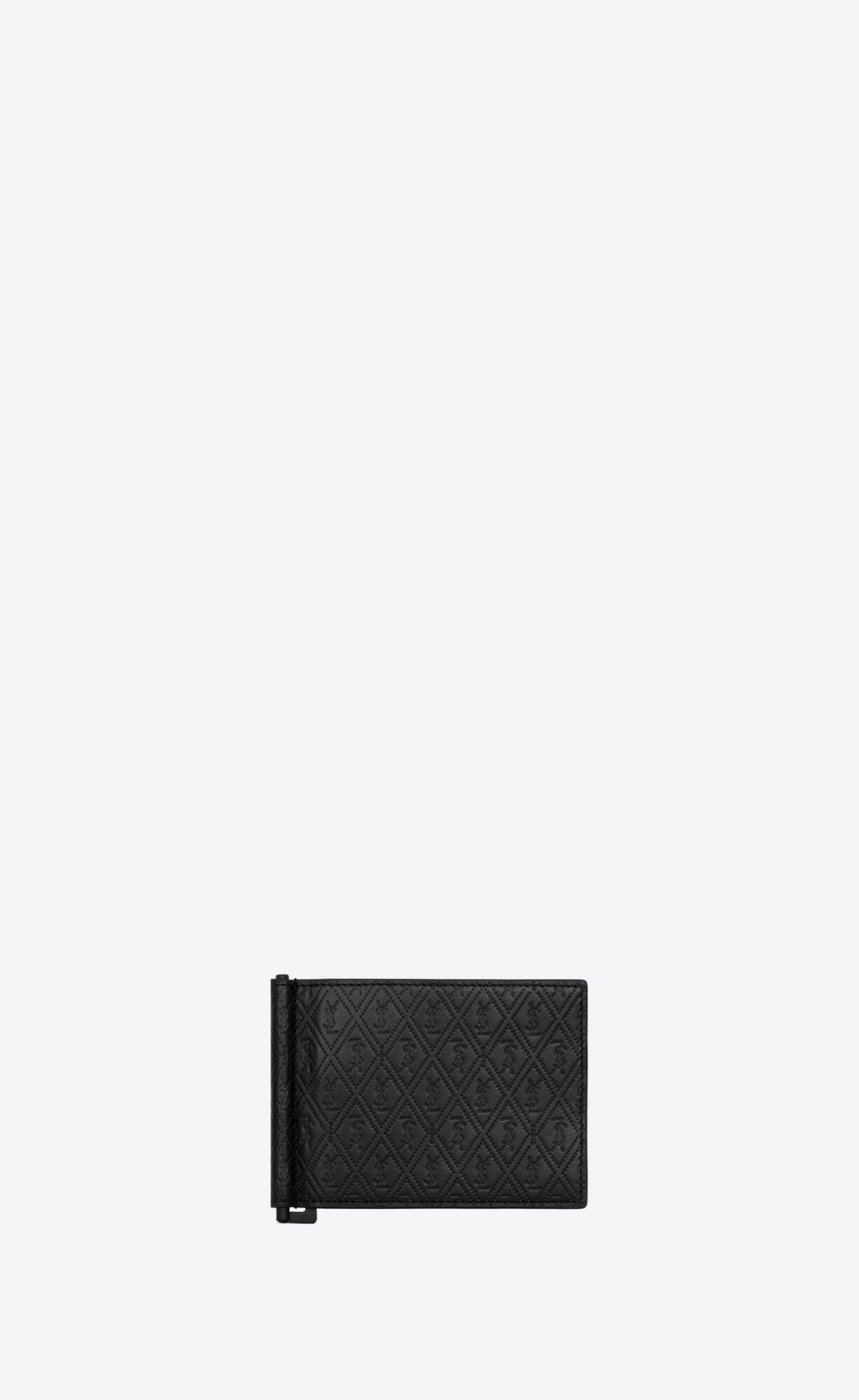 YSL Le Monogramme Bill Clip Wallet In Embossed Smooth Leather Black | VAIZM6529