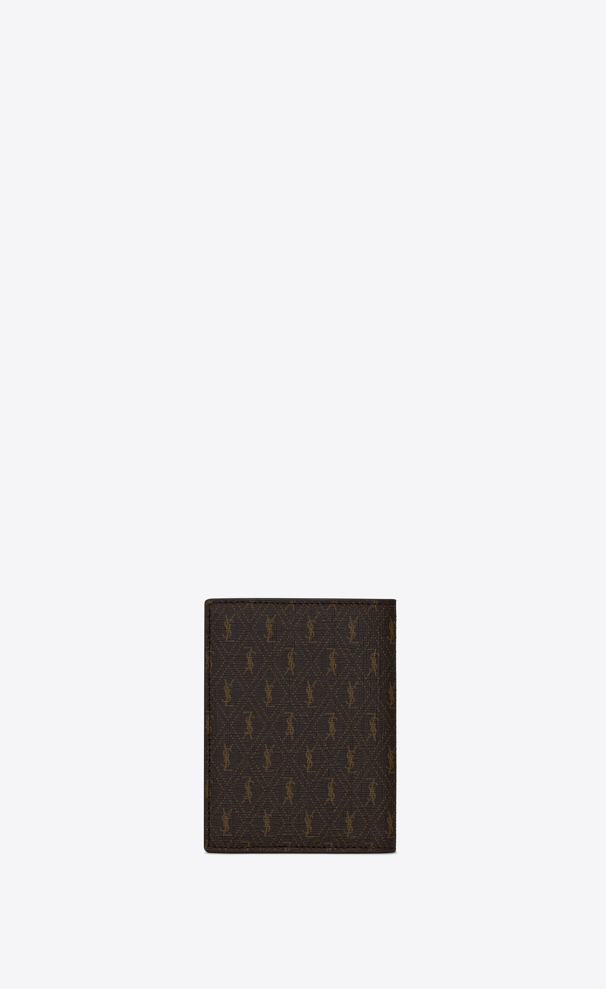 YSL Le Monogramme Credit Card Wallet In Cassandre Canvas And Smooth Leather Chestnut | HKADG7931