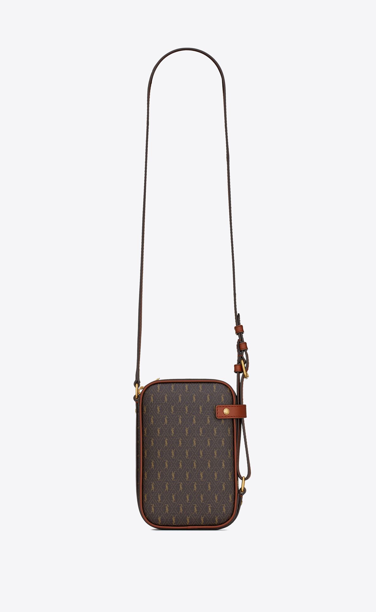 YSL Le Monogramme Crossbody Pouch In Cassandre Canvas And Smooth Leather Chestnut | KVCXI7042