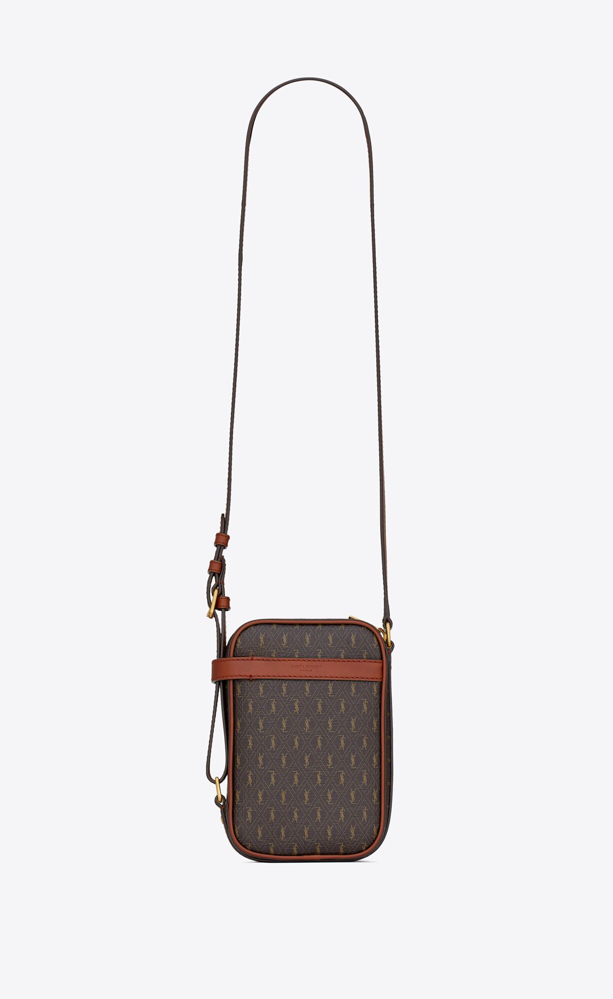 YSL Le Monogramme Crossbody Pouch In Cassandre Canvas And Smooth Leather Chestnut | KVCXI7042