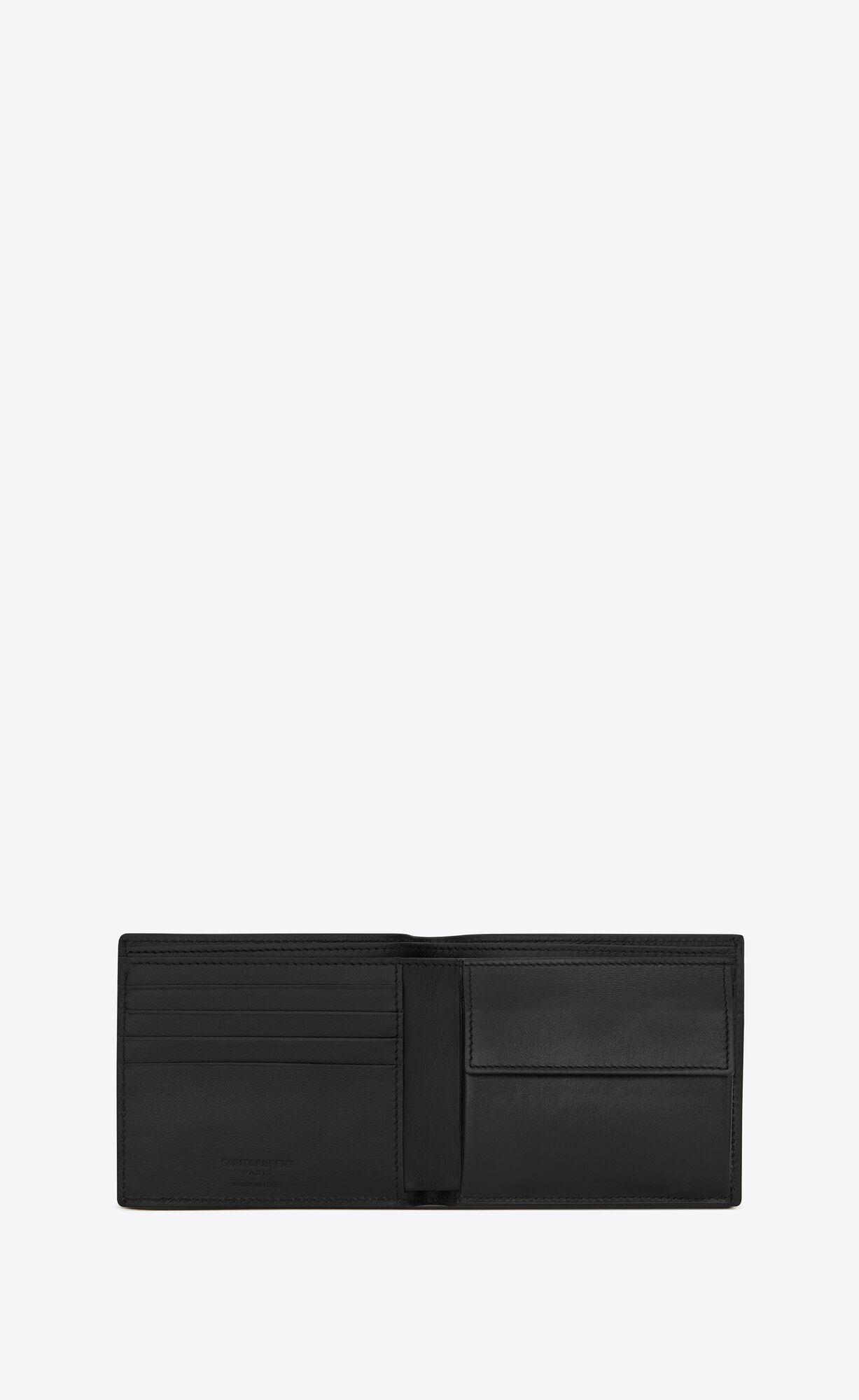 YSL Le Monogramme East/West Wallet With Coin Purse In Smooth Leather Black | LKEHP9485