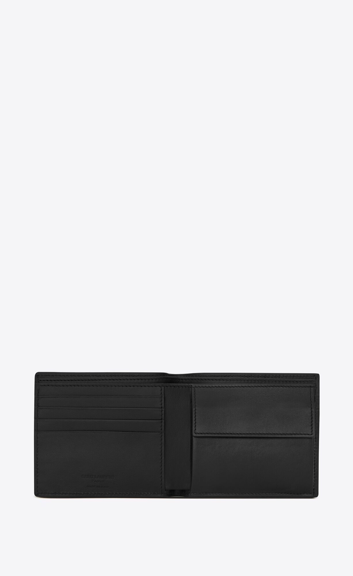 YSL Le Monogramme East/West Wallet With Coin Purse In Smooth Leather Black | LKEHP9485