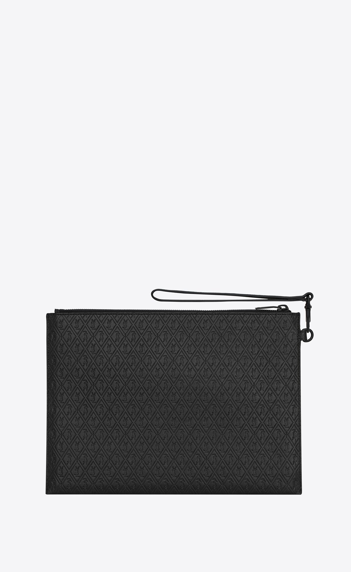 YSL Le Monogramme Zipped Tablet Holder In Cassandre Embossed Smooth Leather Noir | SEKAG2574