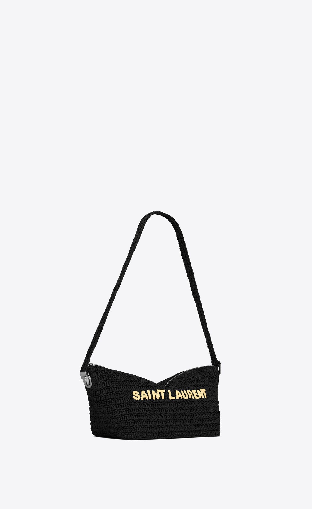 YSL Le Rafia Crossbody Bag Black And Beige Naturel | HADEZ8962