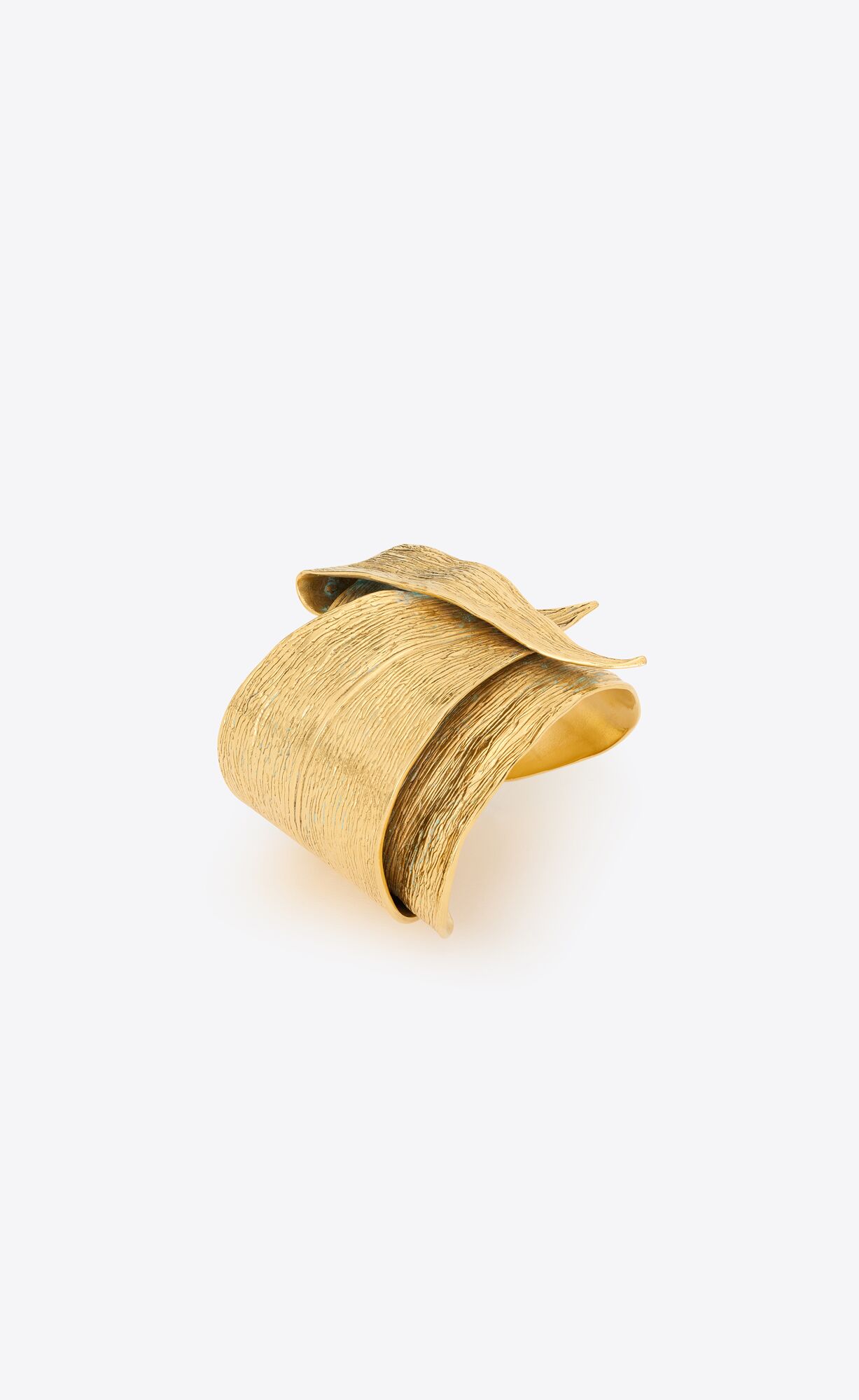 YSL Leaf Cuff In Metal Light Satin Gold | DLWQX8726