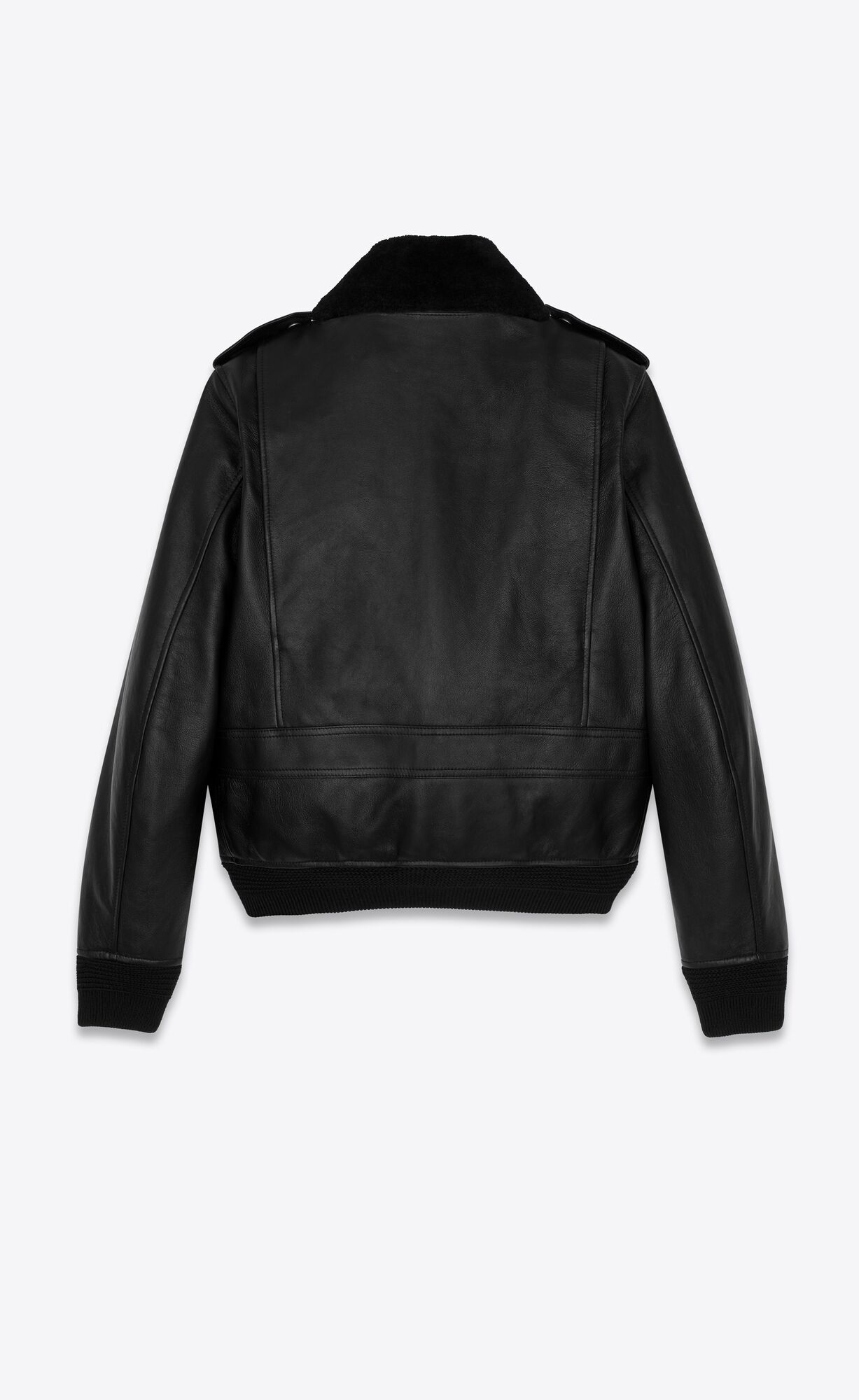 YSL Leather And Shearling Bomber Black | IRAMZ2173