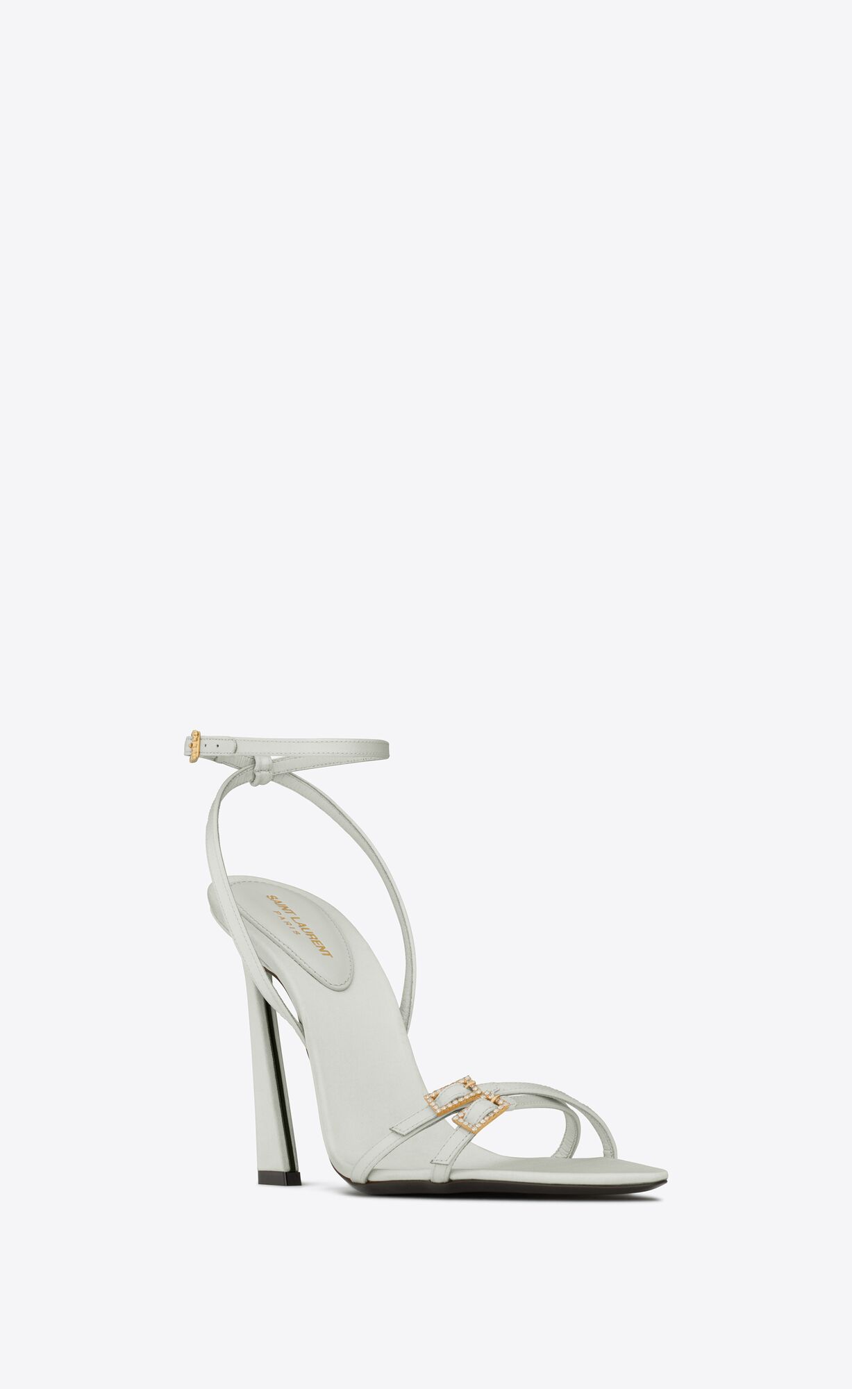 YSL Lila Sandals In Crepe Satin Slight Green | ZVPOX9753