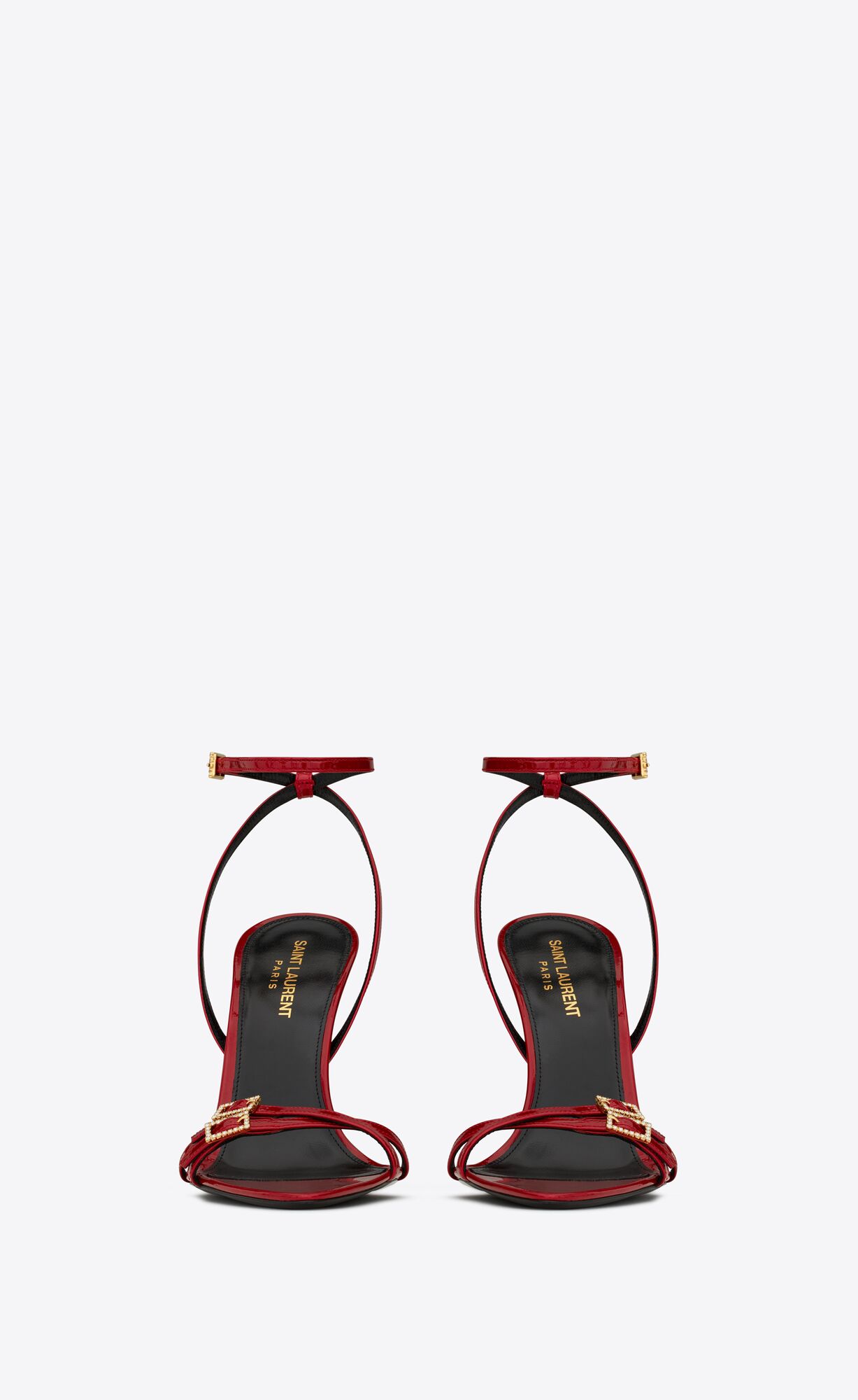 YSL Lila Sandals In Patent Leather Rouge Cinabre | UZKCS5293