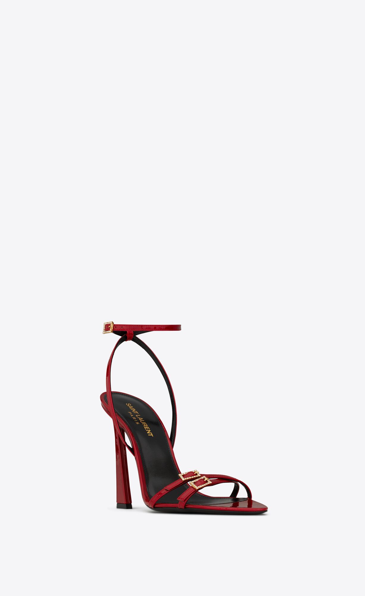 YSL Lila Sandals In Patent Leather Rouge Cinabre | UZKCS5293