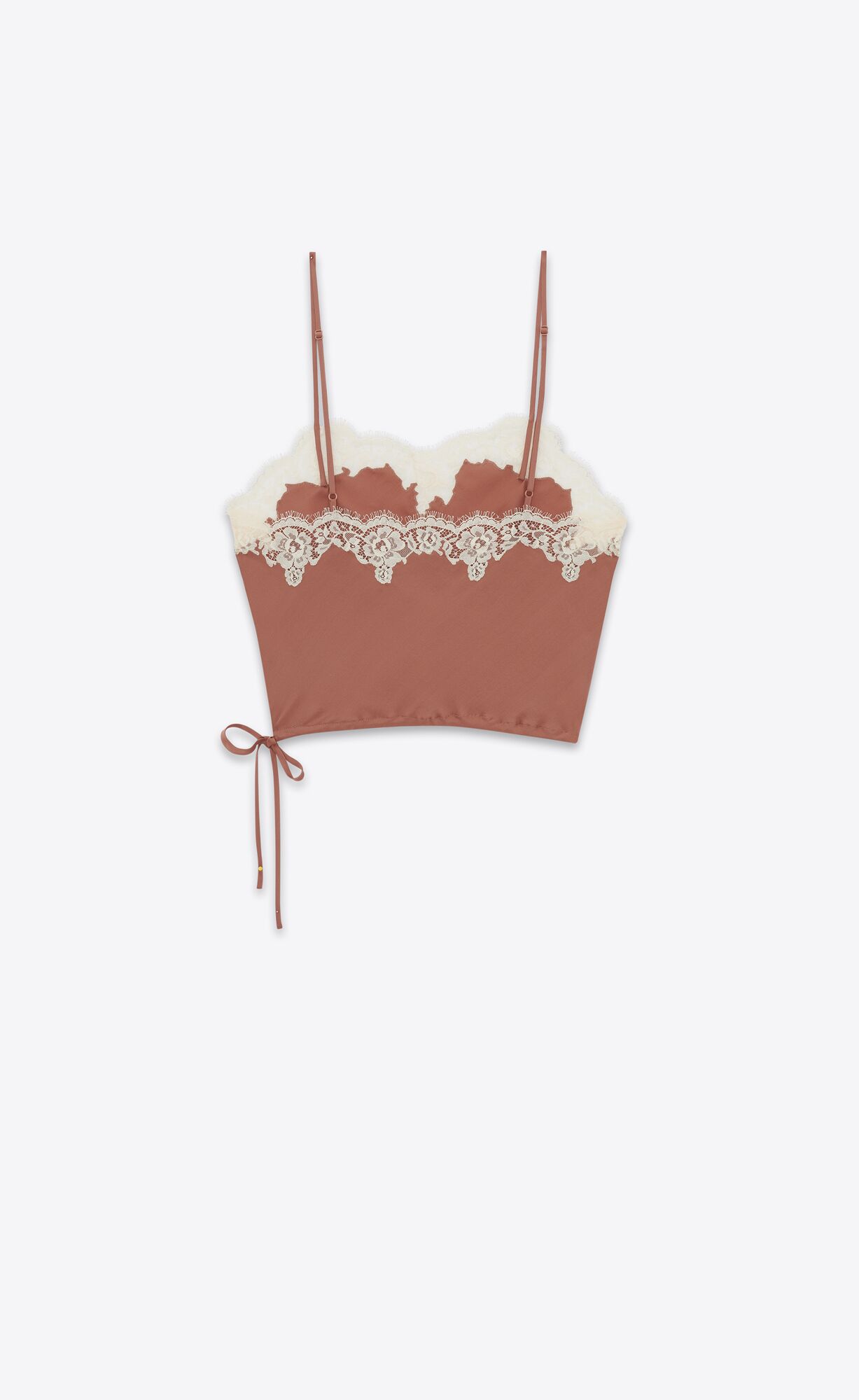 YSL Lingerie Top In Crepe Satin Terracotta | VLROT7593