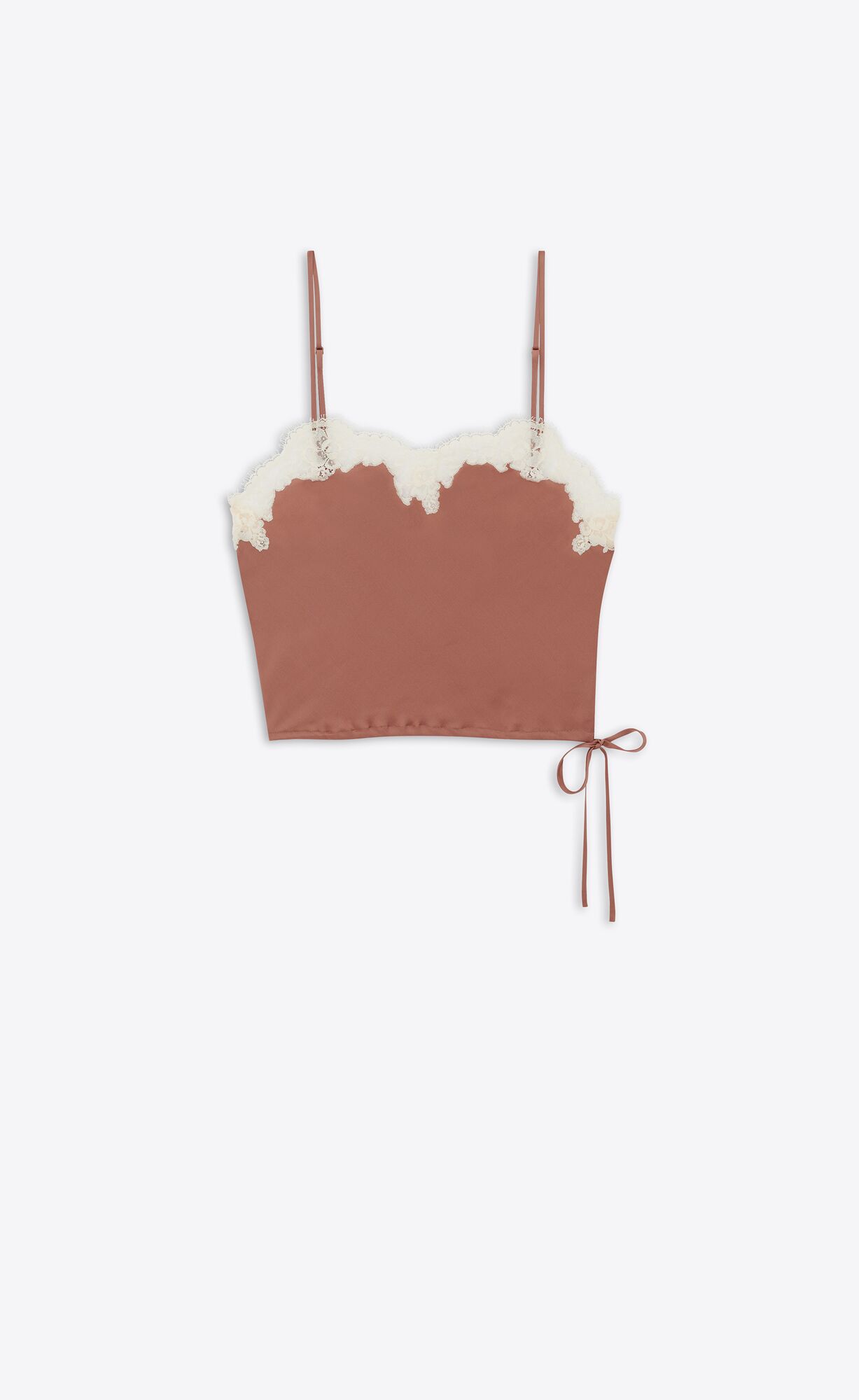 YSL Lingerie Top In Crepe Satin Terracotta | VLROT7593