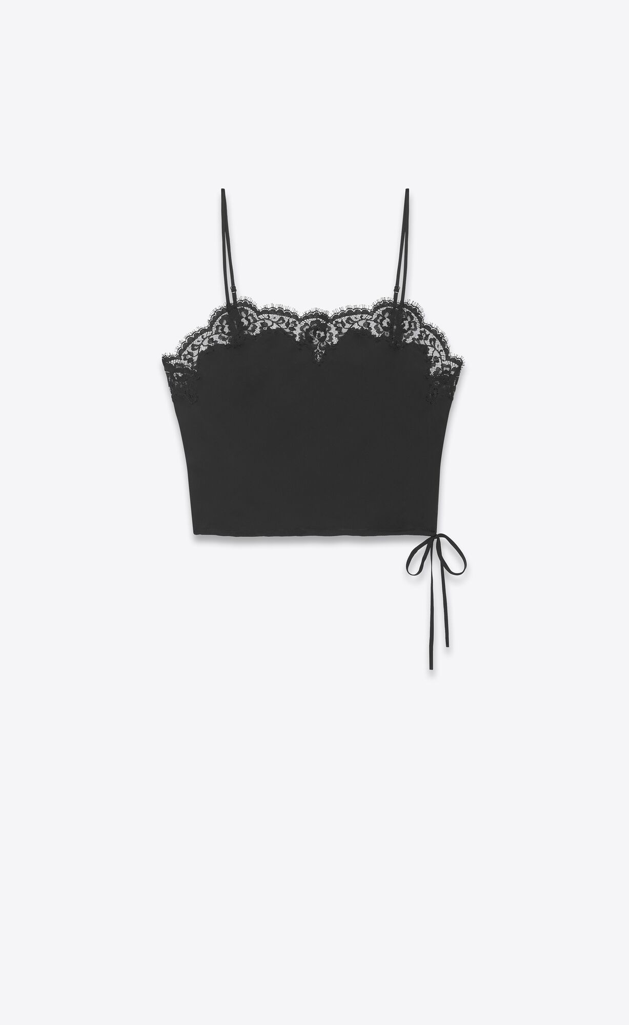 YSL Lingerie Top In Silk Satin Black | QNJRW2631