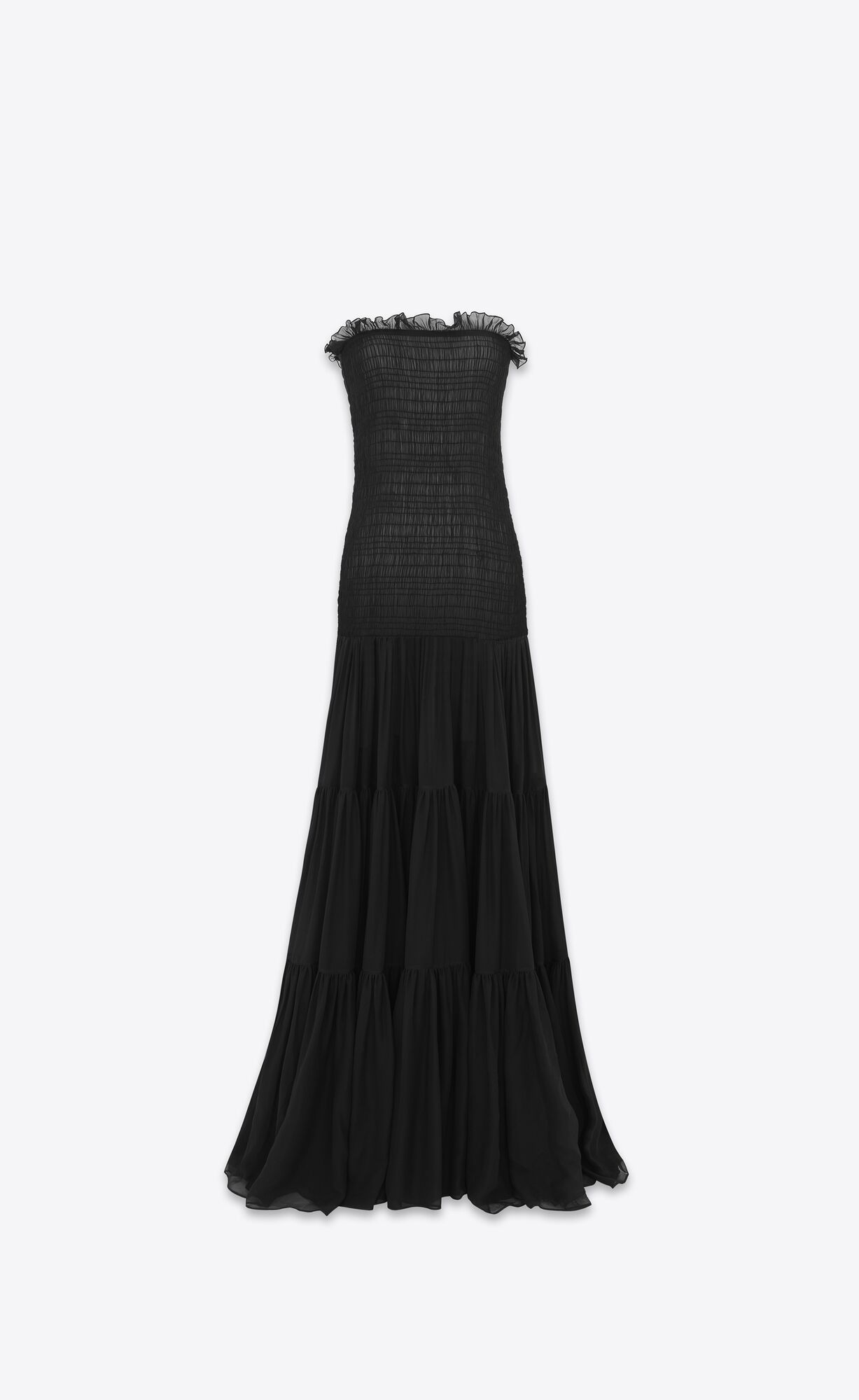 YSL Long Bustier Dress In Crepe Muslin Black | UHVMQ3807