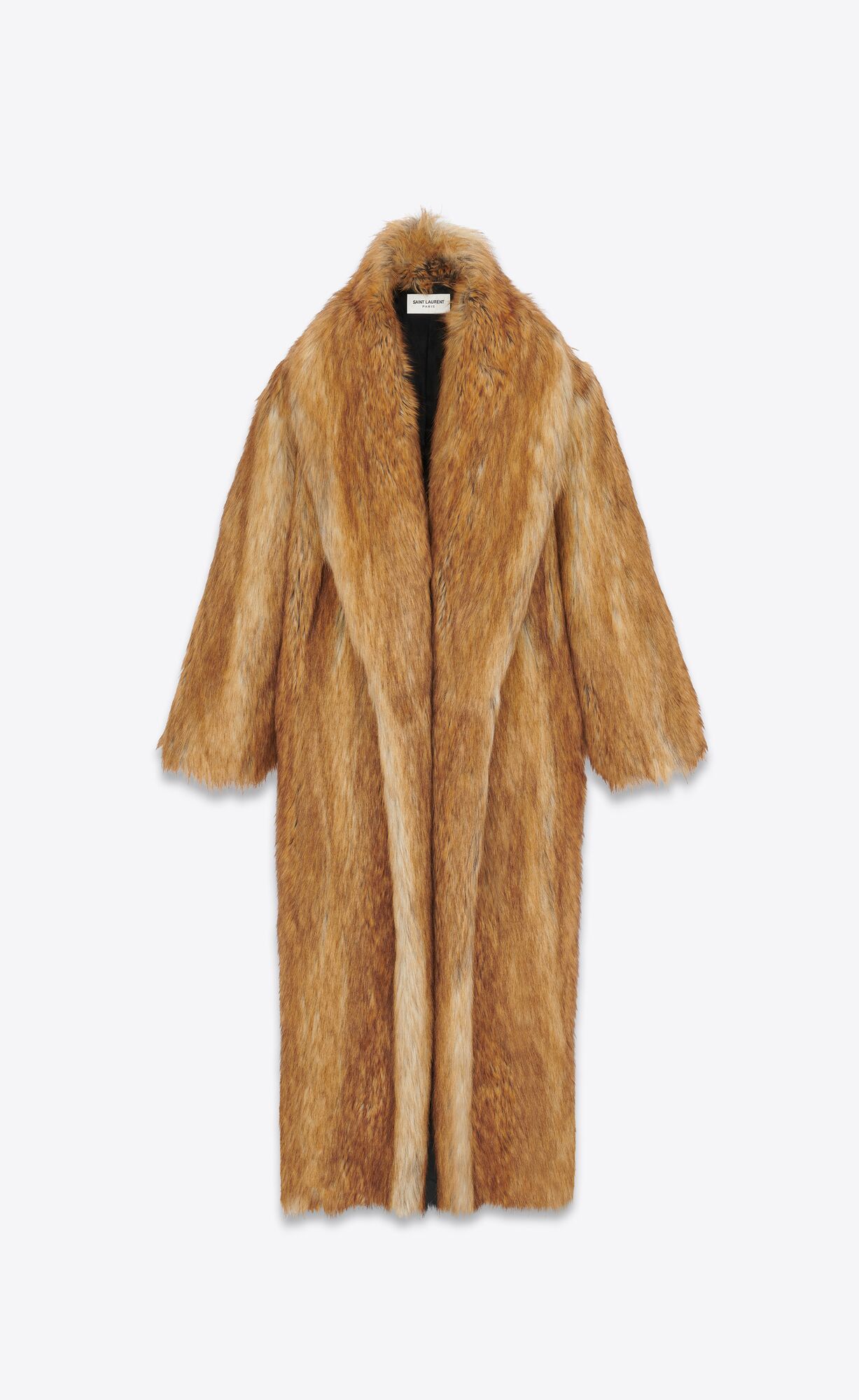 YSL Long Coat In Animal-free Fur Fauve | LQWMA3906