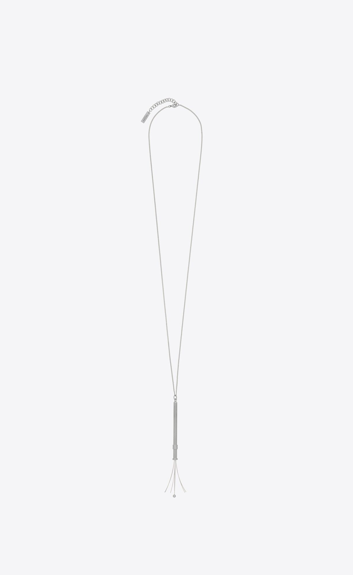 YSL Long Cocktail Stirrer Necklace In Metal Palladium | IVCFM4038