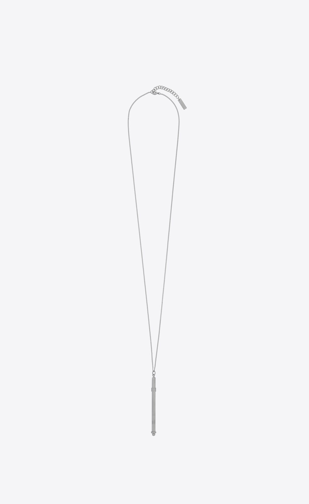 YSL Long Cocktail Stirrer Necklace In Metal Palladium | IVCFM4038