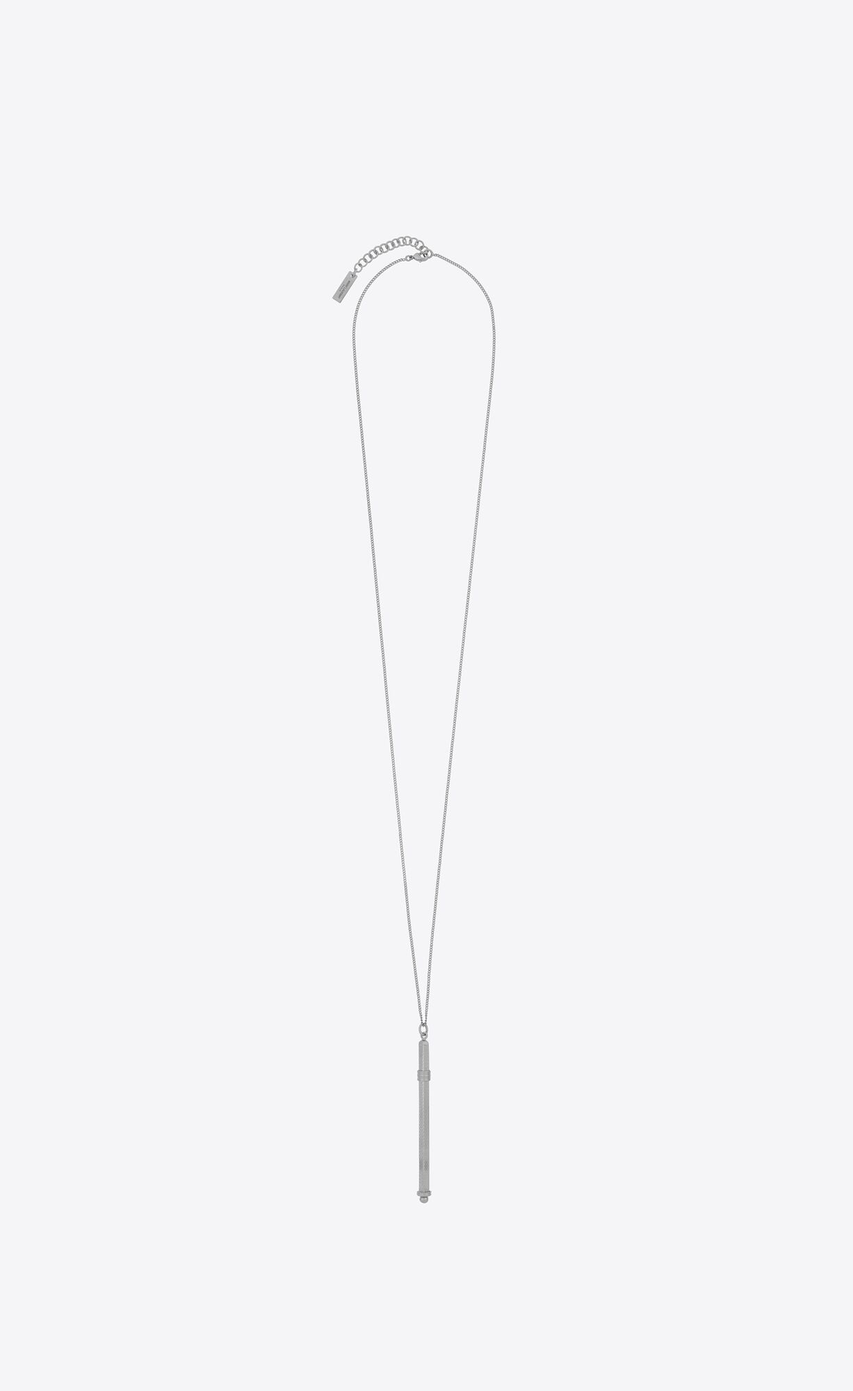 YSL Long Cocktail Stirrer Necklace In Metal Palladium | IVCFM4038