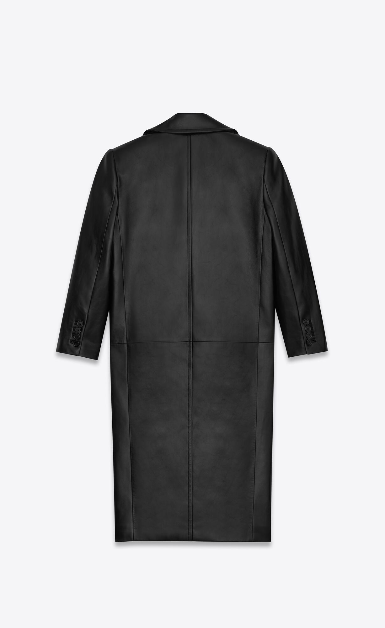 YSL Long Double-breasted Coat In Lambskin Black | ORWJB7091