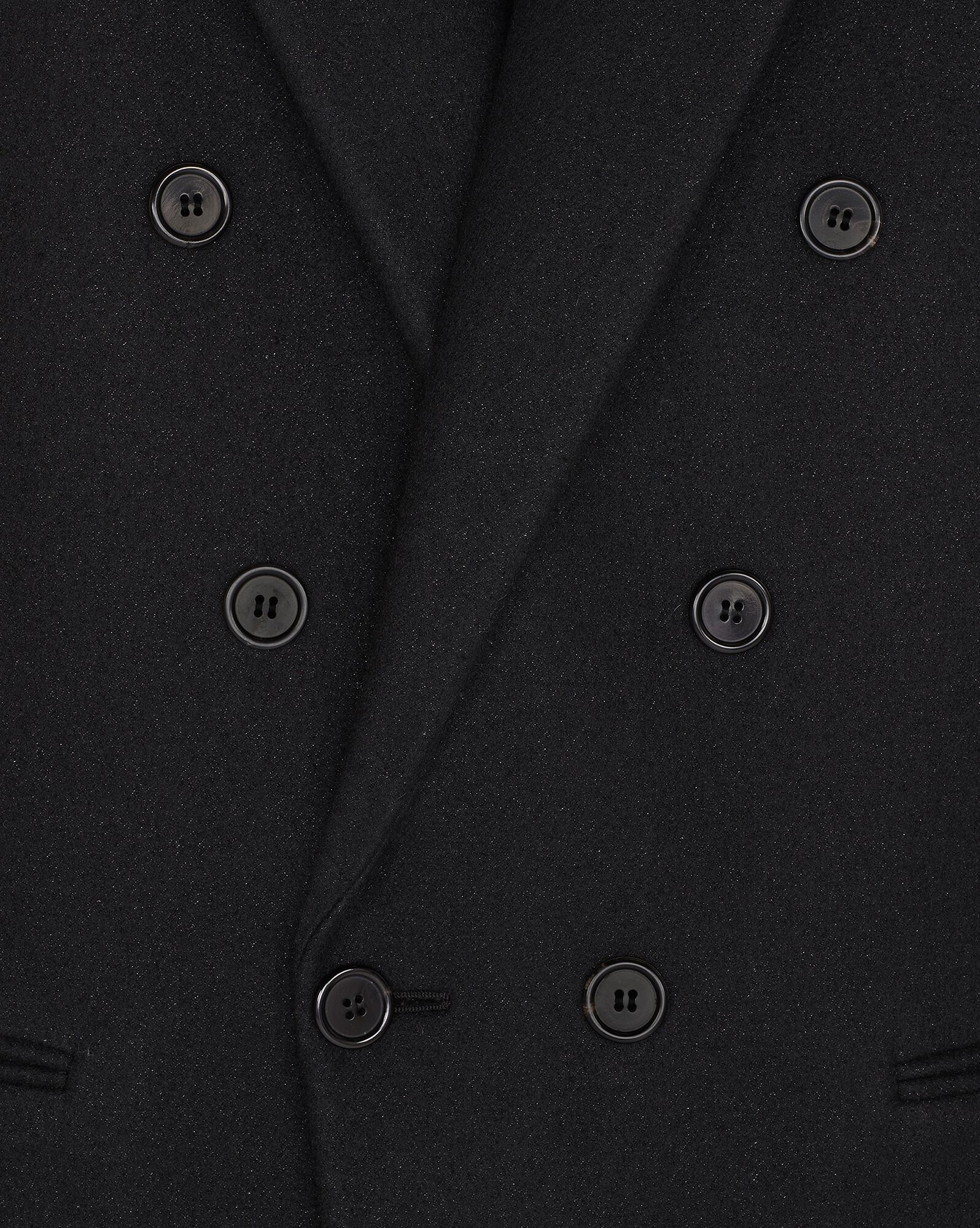 YSL Long Double-breasted Coat In Wool Felt Noir Brillant | TBOQE1896