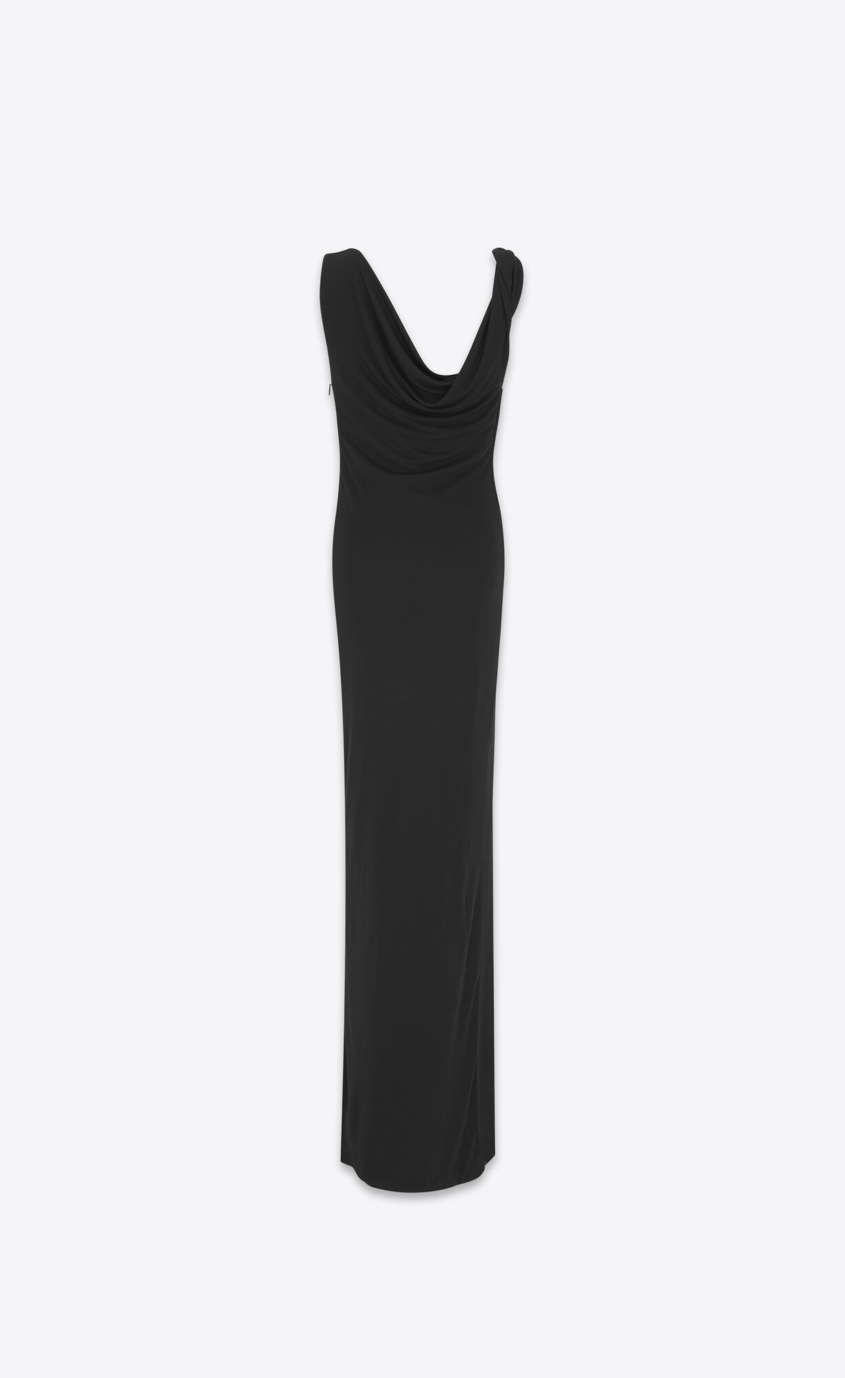 YSL Long Draped Dress In Crepe Jersey Black | PWMES2501