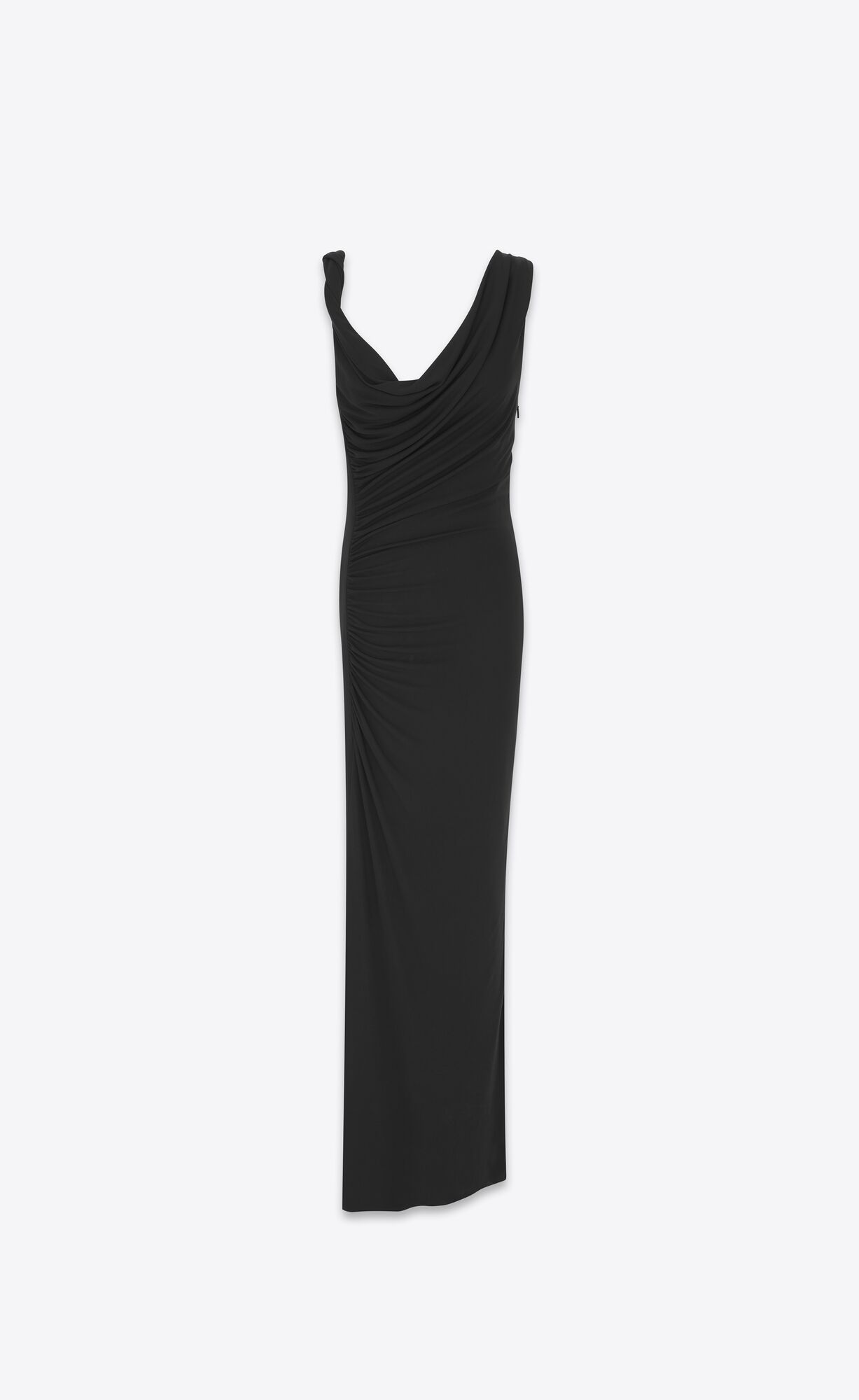 YSL Long Draped Dress In Crepe Jersey Black | PWMES2501