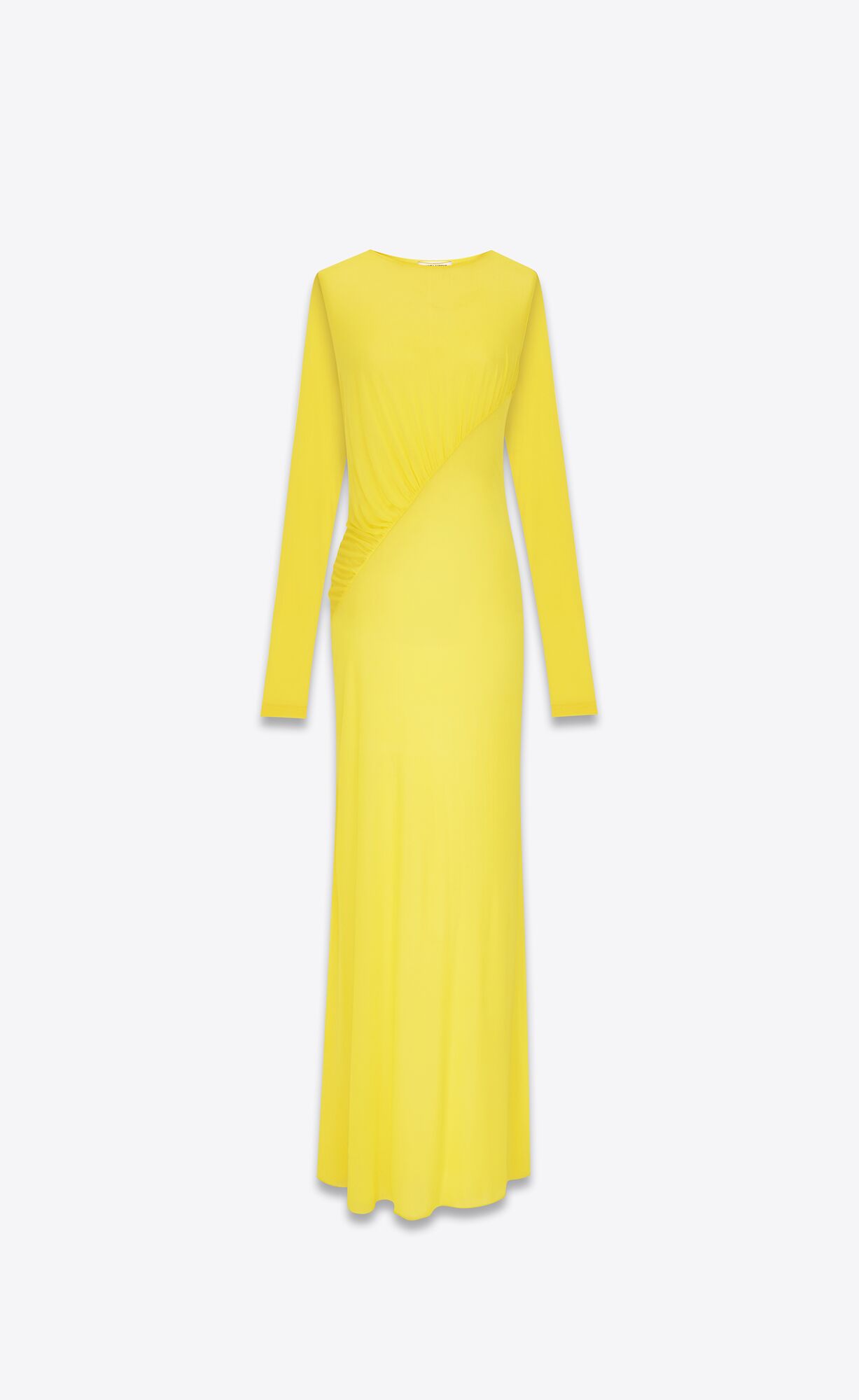 YSL Long Draped Dress In Crepe Jersey Jaune Vif | URTFZ6295