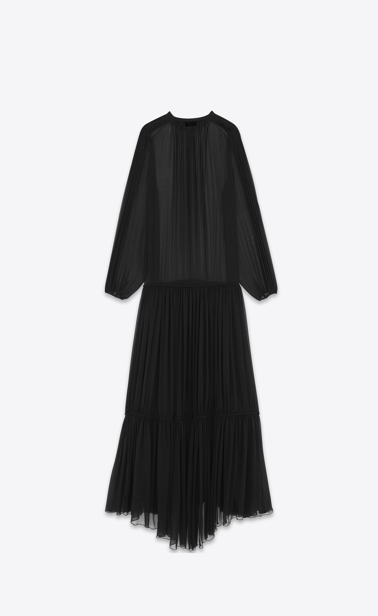 YSL Long Dress In Crepe Muslin Black | IFKAZ4871