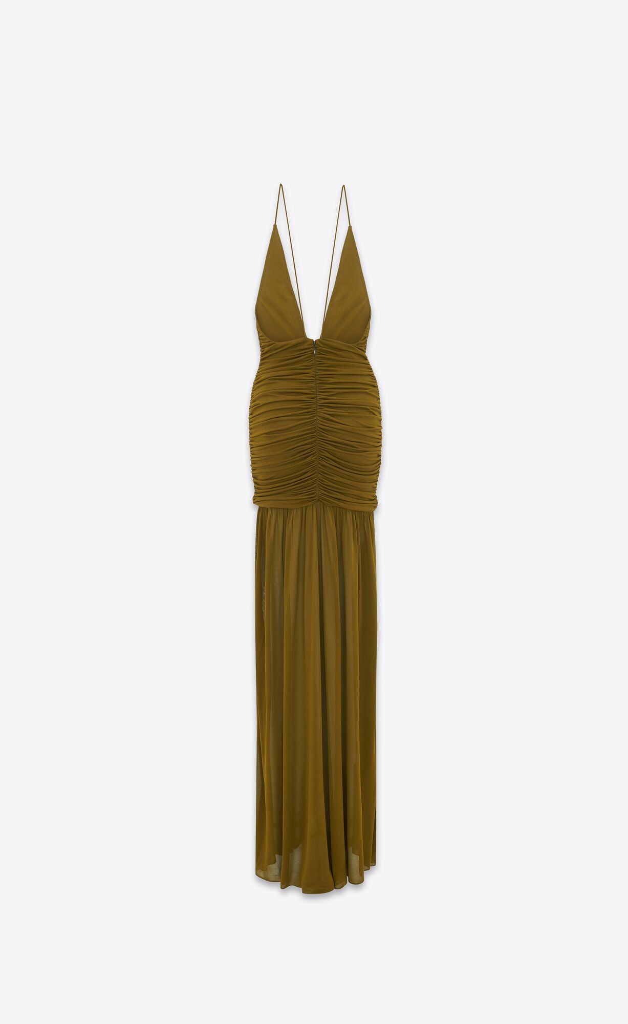 YSL Long Dress In Jersey Voile Khaki | NVYKL2703