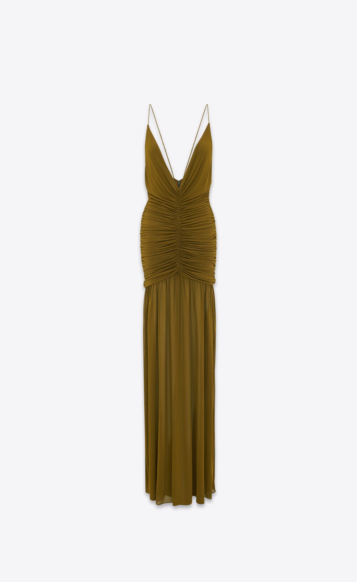 YSL Long Dress In Jersey Voile Khaki | NVYKL2703