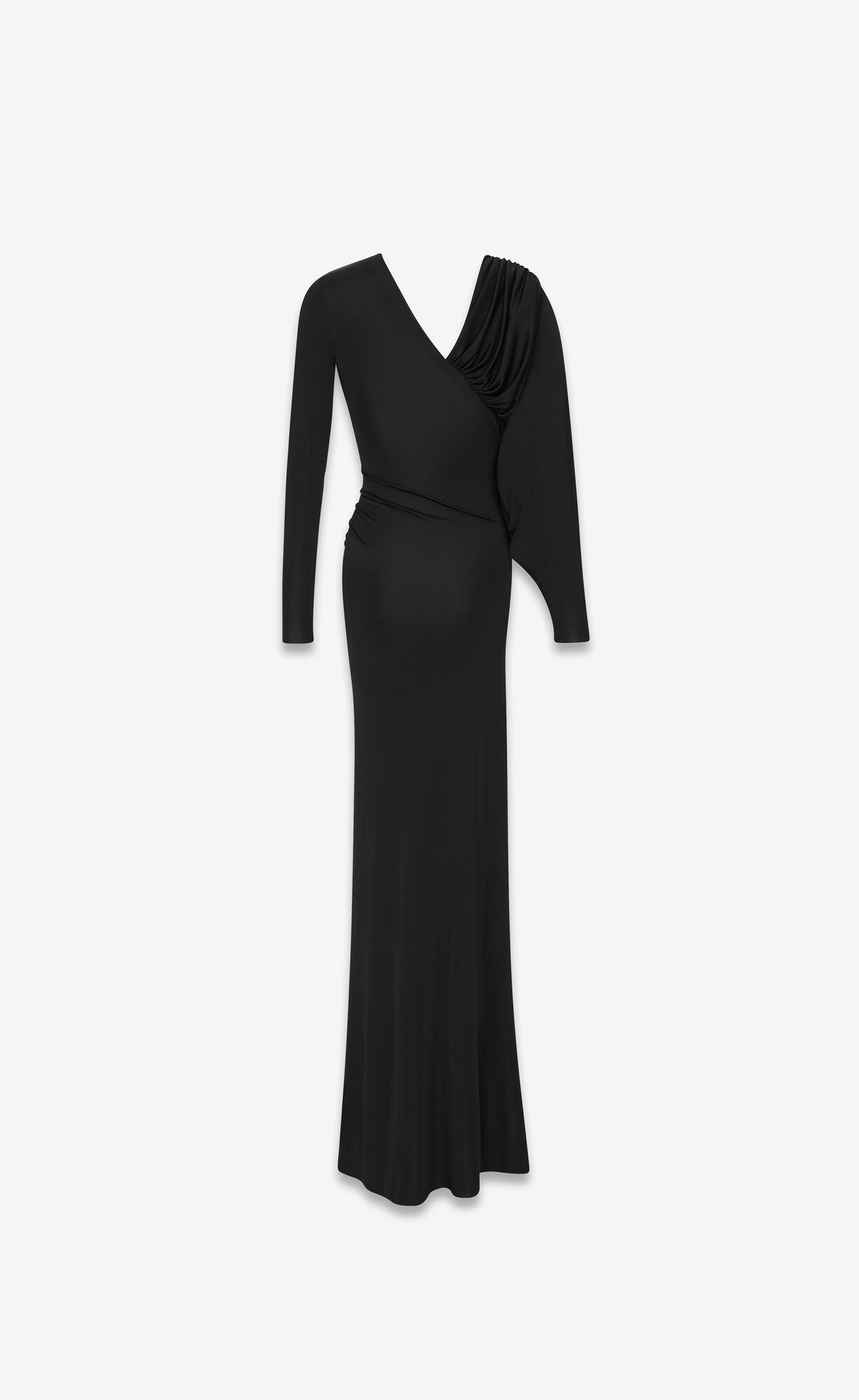 YSL Long Dress In Shiny Jersey Black | AJFQC4083