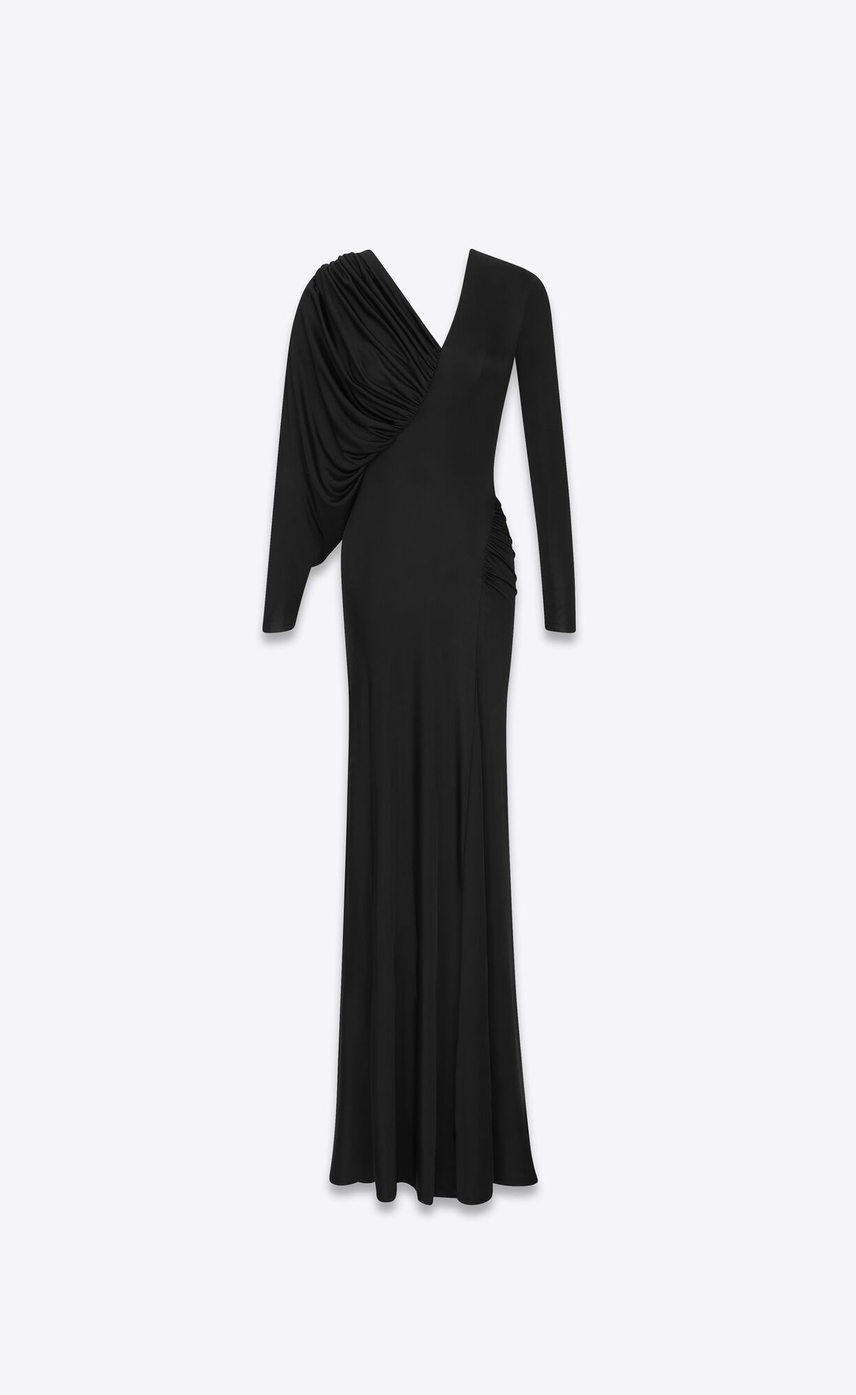 YSL Long Dress In Shiny Jersey Black | AJFQC4083