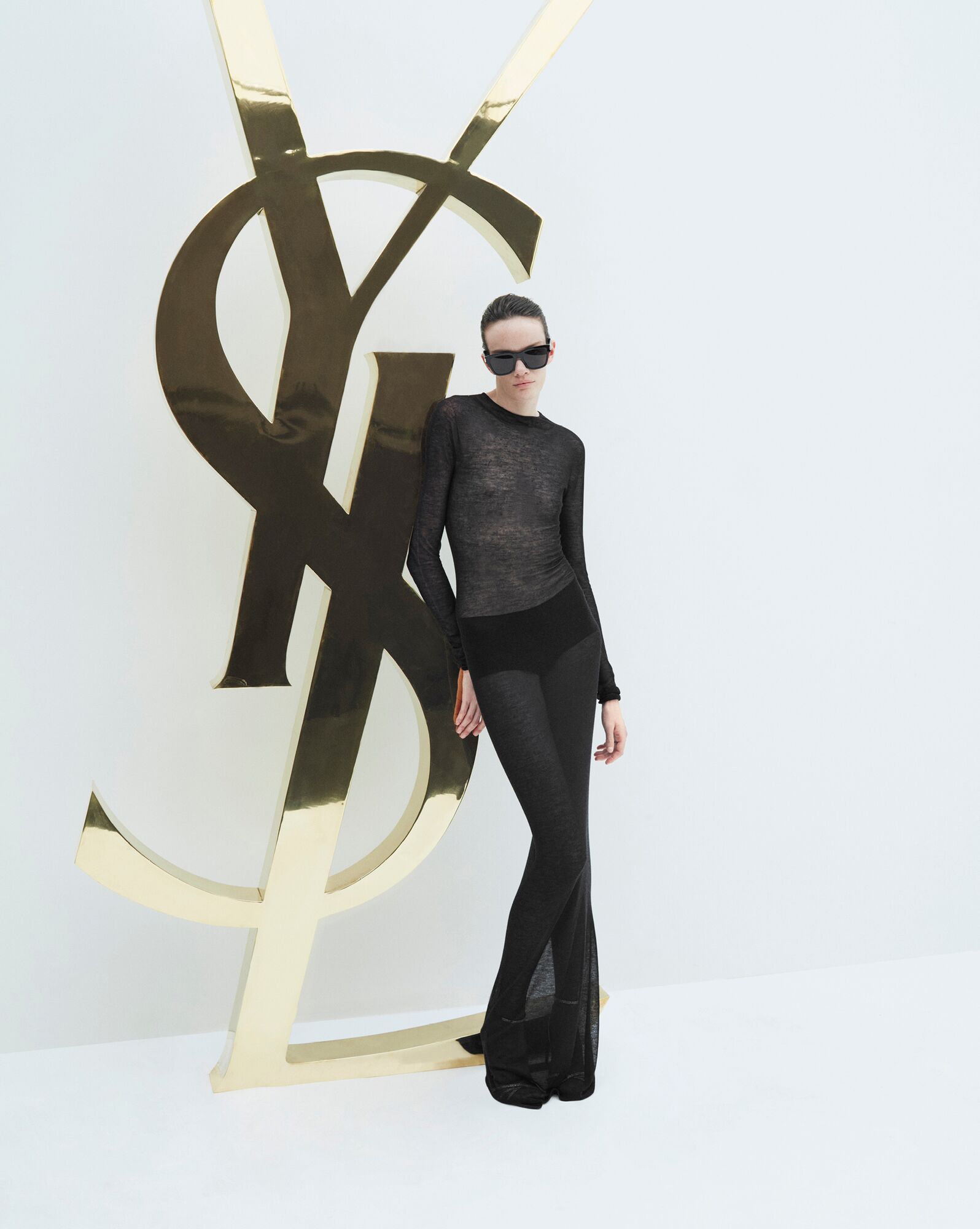 YSL Long Dress In Wool Black | IGUZW3476