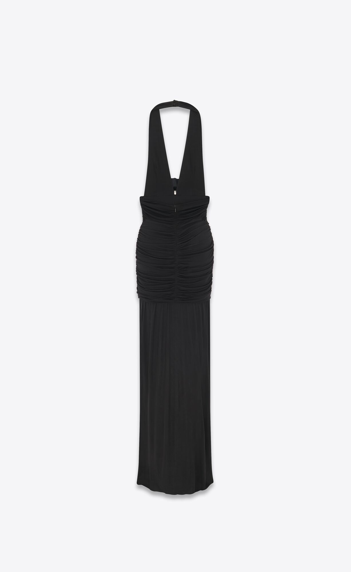 YSL Long Halterneck Dress In Crepe Jersey Black | OPLUK8520