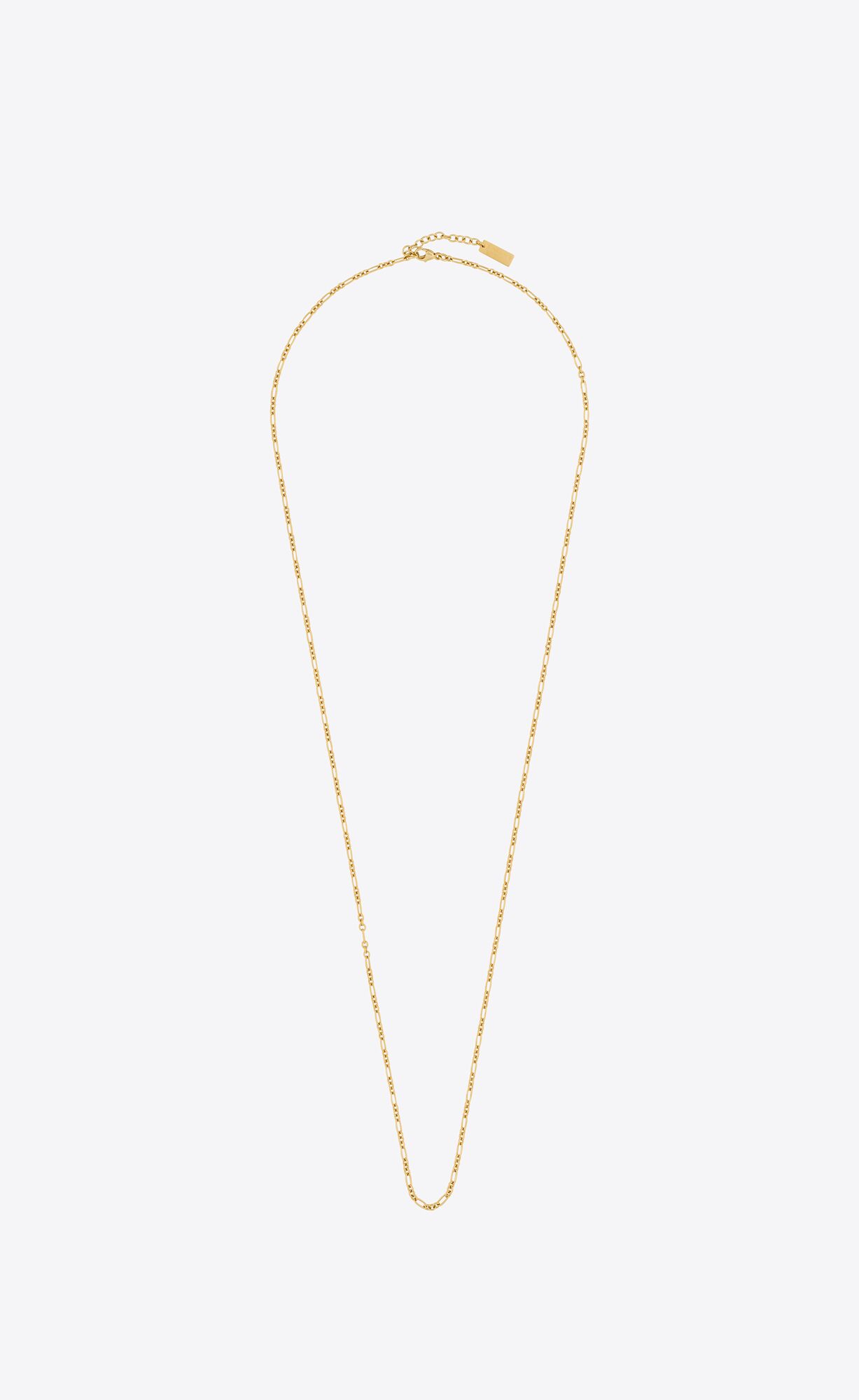 YSL Long Parallel Figaro Chain Necklace In Metal Gold | LEBXT2815