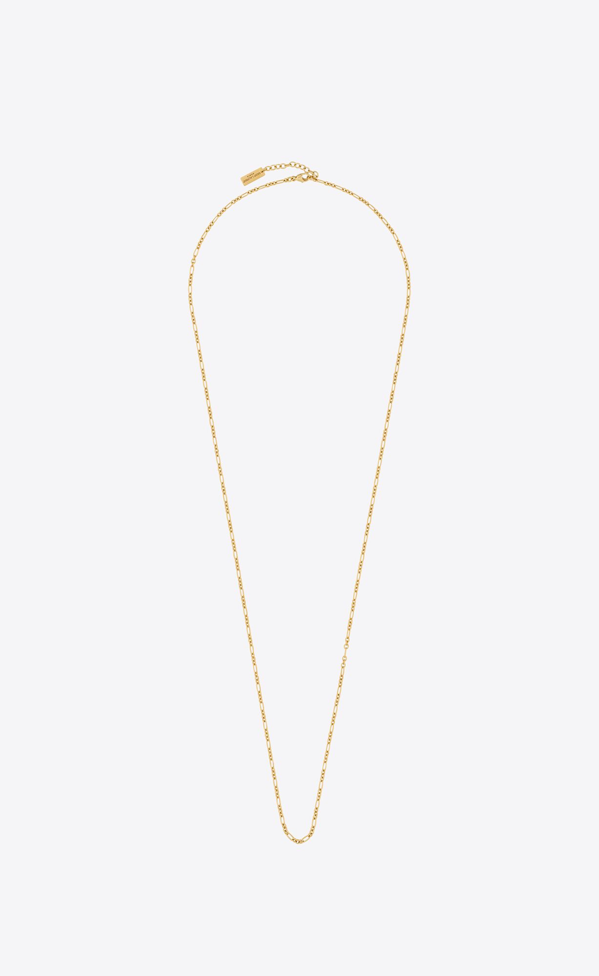 YSL Long Parallel Figaro Chain Necklace In Metal Gold | LEBXT2815